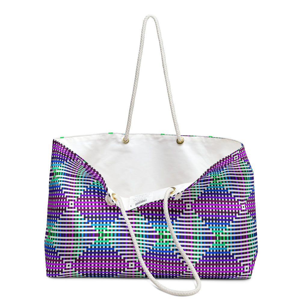 Colorful Geometric Weekender Bag, Travel Tote, Beach Bag, Gym Bag, Stylish Overnight Bag, Boho Chic Carryall