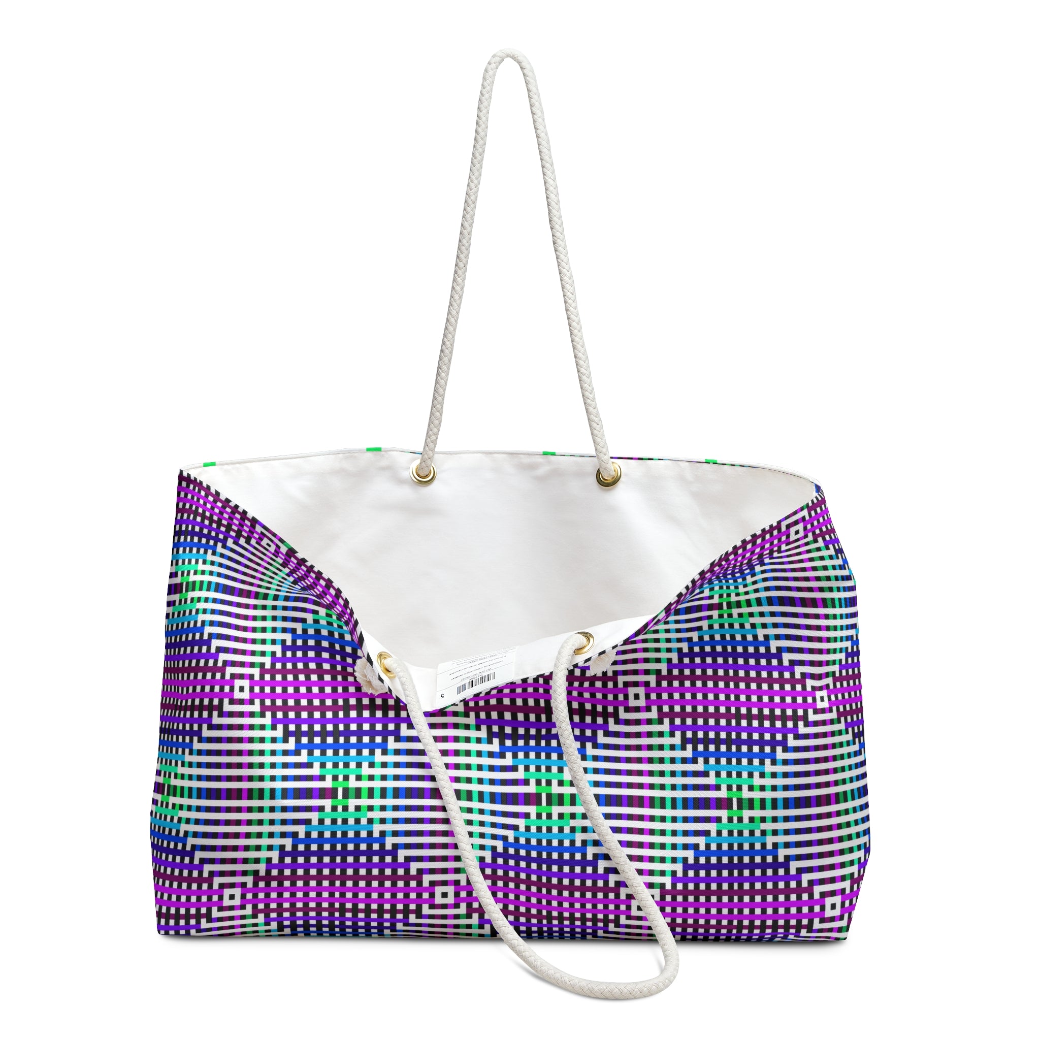 Colorful Geometric Weekender Bag, Travel Tote, Beach Bag, Gym Bag, Stylish Overnight Bag, Boho Chic Carryall