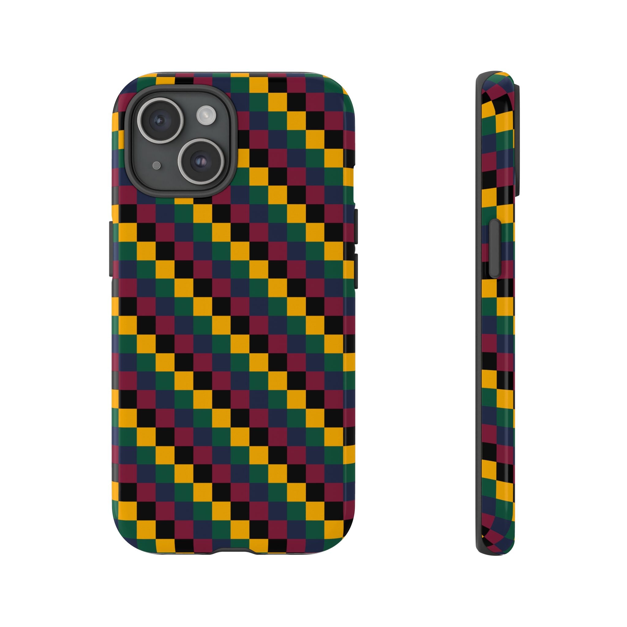 Colorful Checkered Phone Case, Tough Phone Cover, Unique Phone Accessory, Geometric Design, Gift for Tech Lovers, Stylish Protection