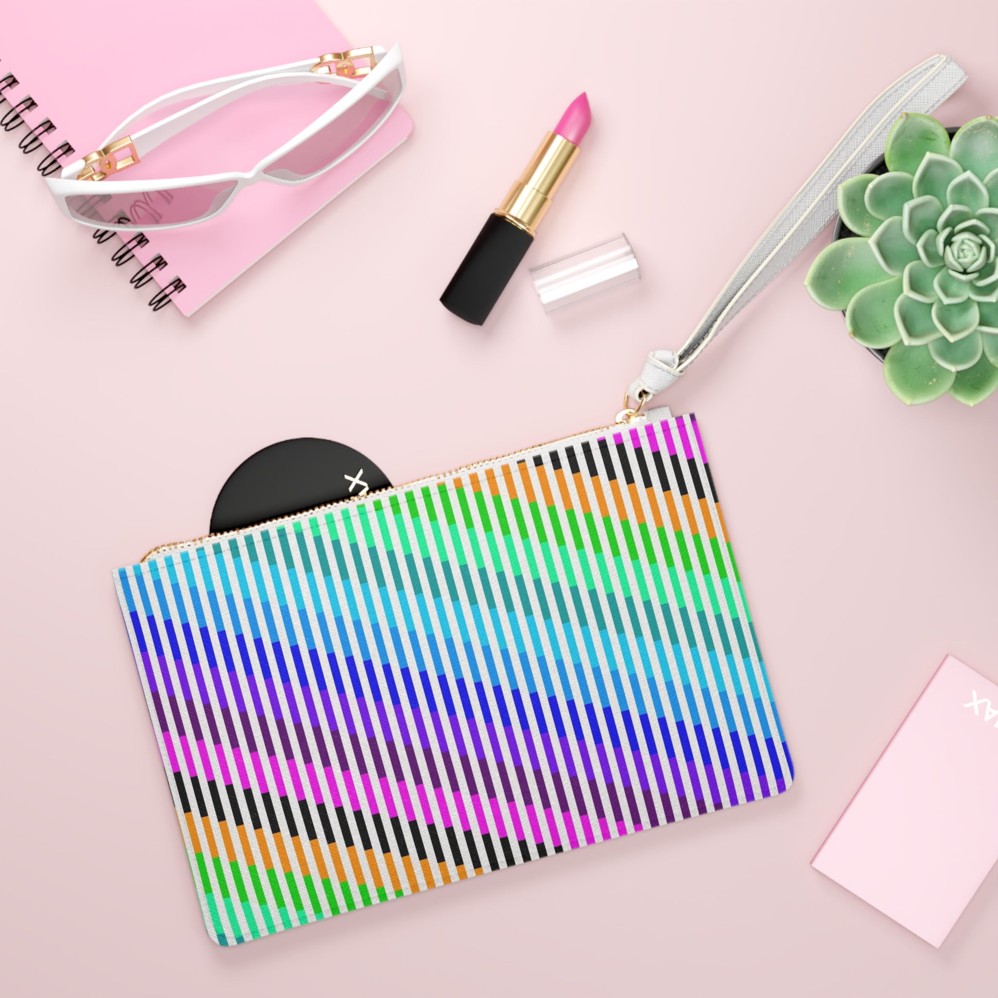 Colorful Striped Clutch Bag - Stylish Purse for Everyday Use, Party, Gift, Travel, Summer Vibes