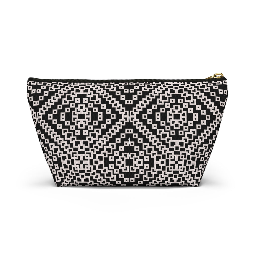 Stylish Geometric Accessory Pouch | Makeup Bag, Travel Organizer, Gift for Her, Chic Storage, Black and White Clutch