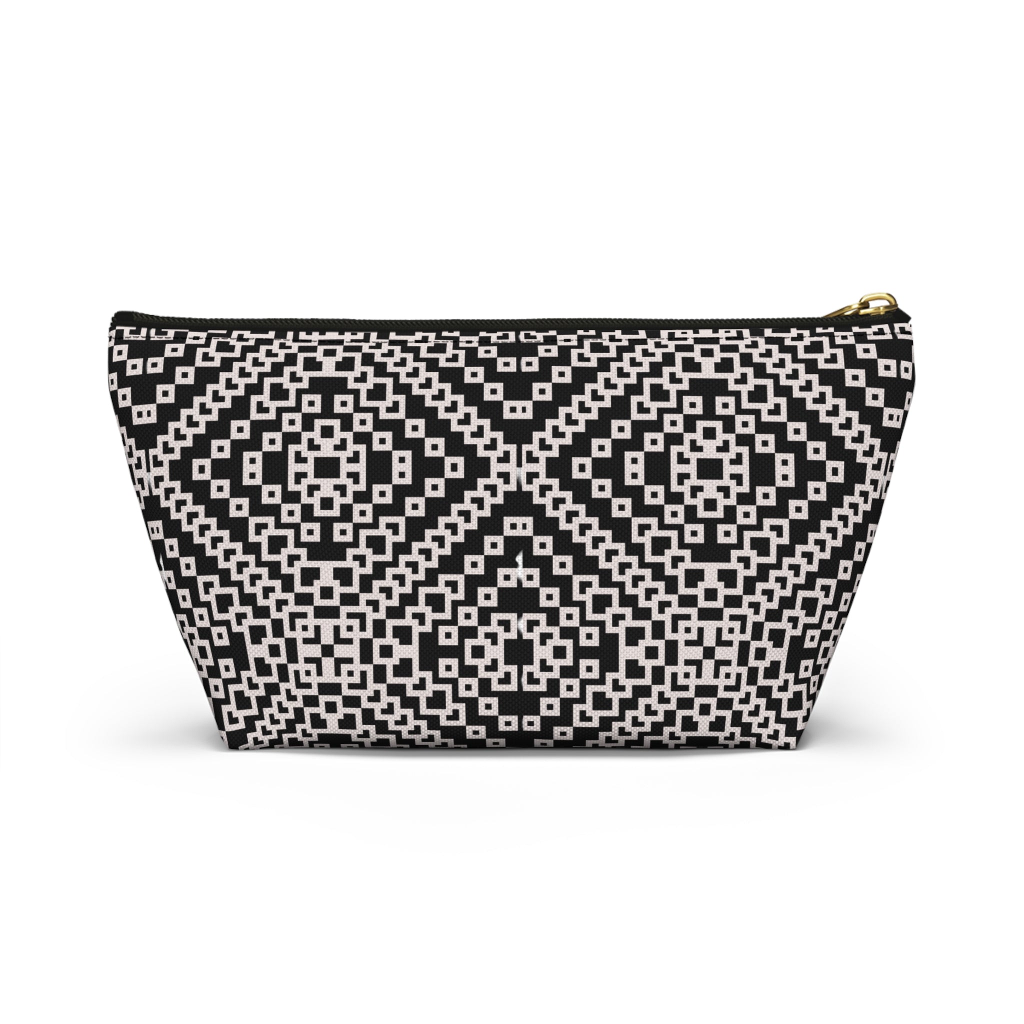 Stylish Geometric Accessory Pouch | Makeup Bag, Travel Organizer, Gift for Her, Chic Storage, Black and White Clutch