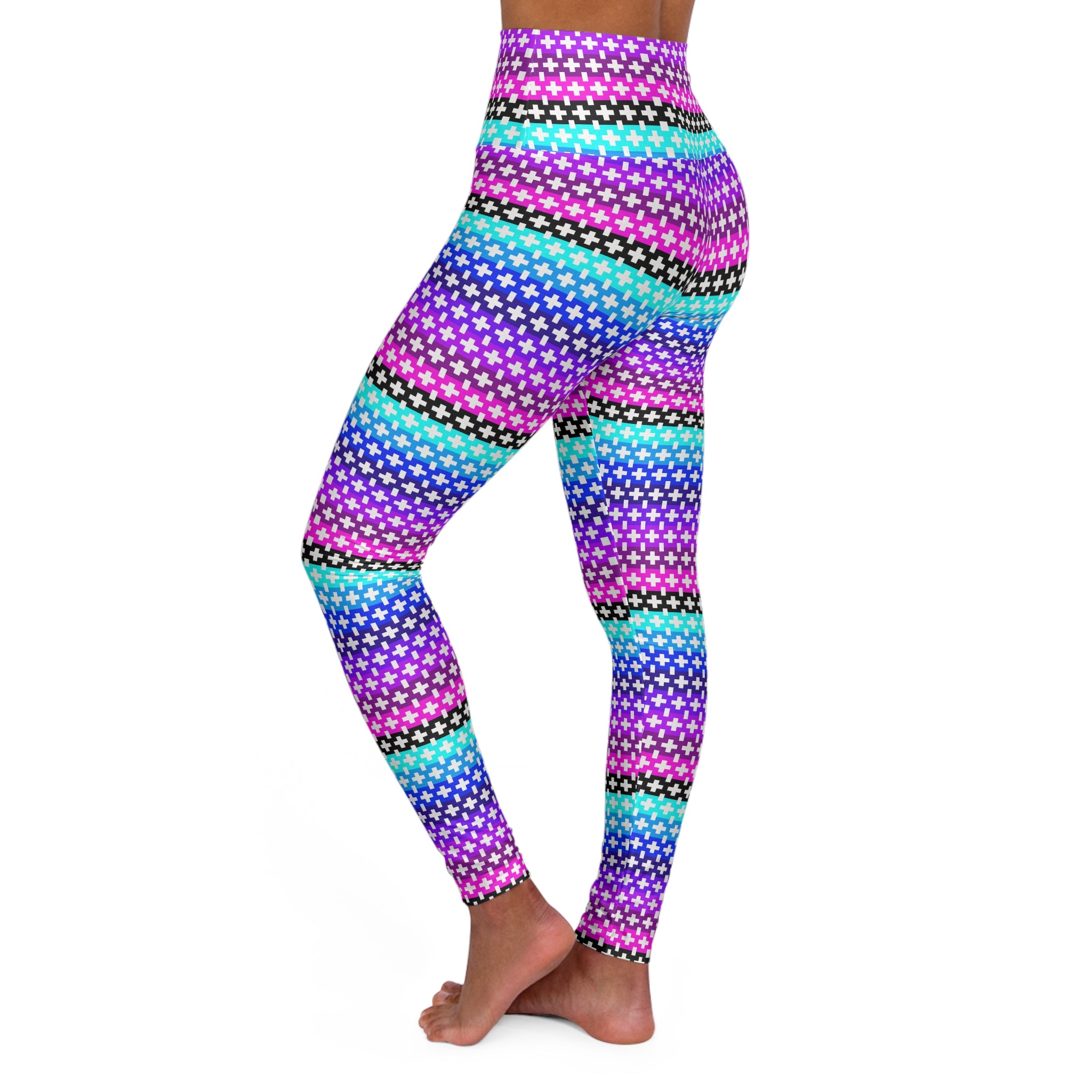 Vibrant High Waisted Yoga Leggings, Colorful Activewear, Exercise Leggings, Stylish Fitness Pants, Dance Workout Gear