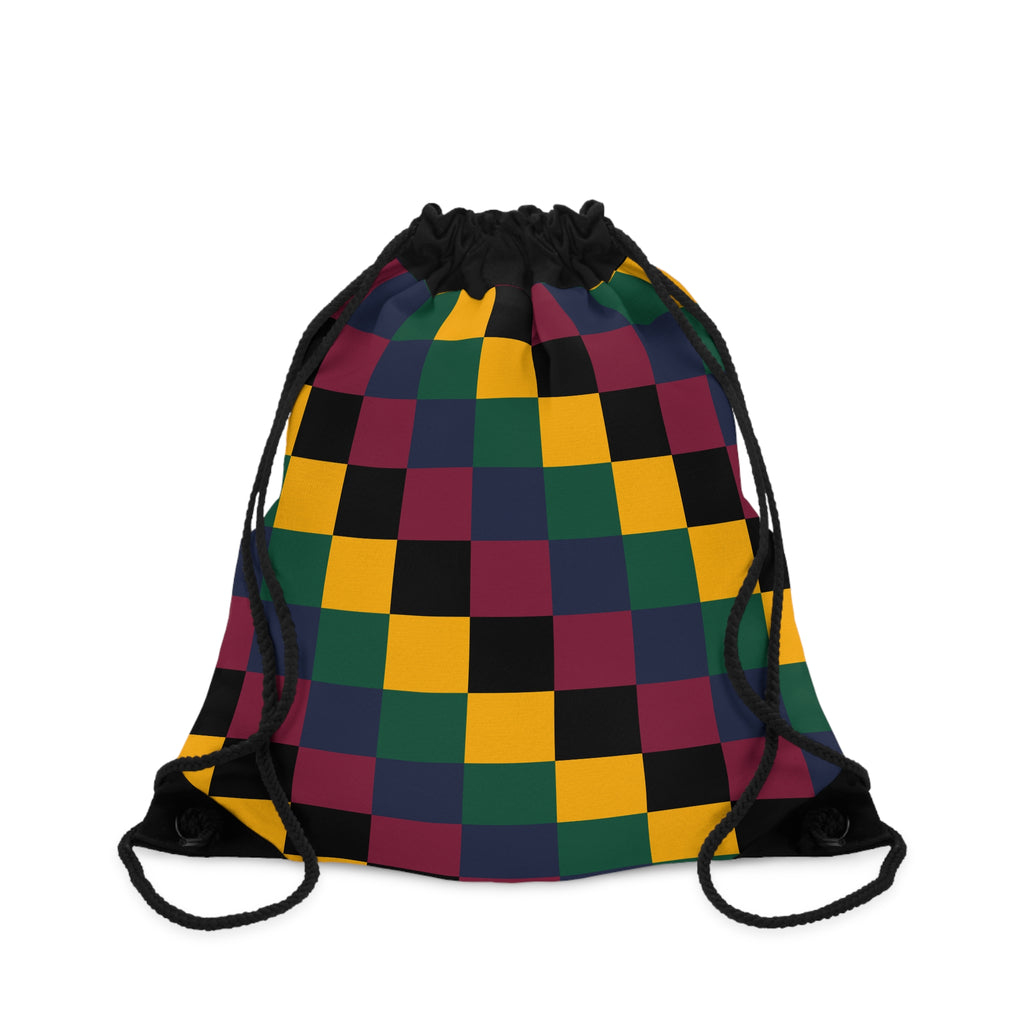 Vibrant Checkerboard Drawstring Bag - Perfect for Gym, School, Eco-Friendly Shopping, Travel, and Casual Outings