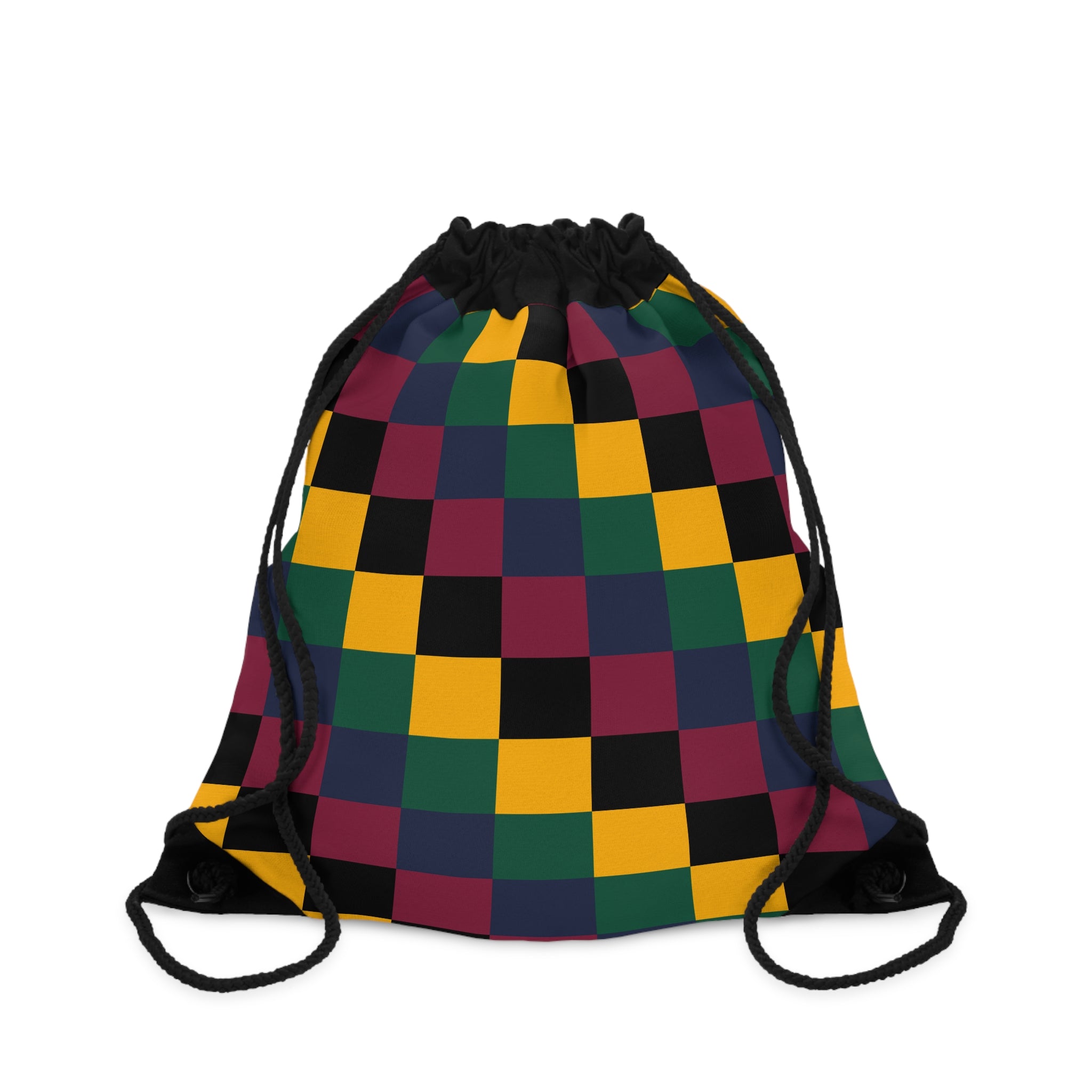 Vibrant Checkerboard Drawstring Bag - Perfect for Gym, School, Eco-Friendly Shopping, Travel, and Casual Outings