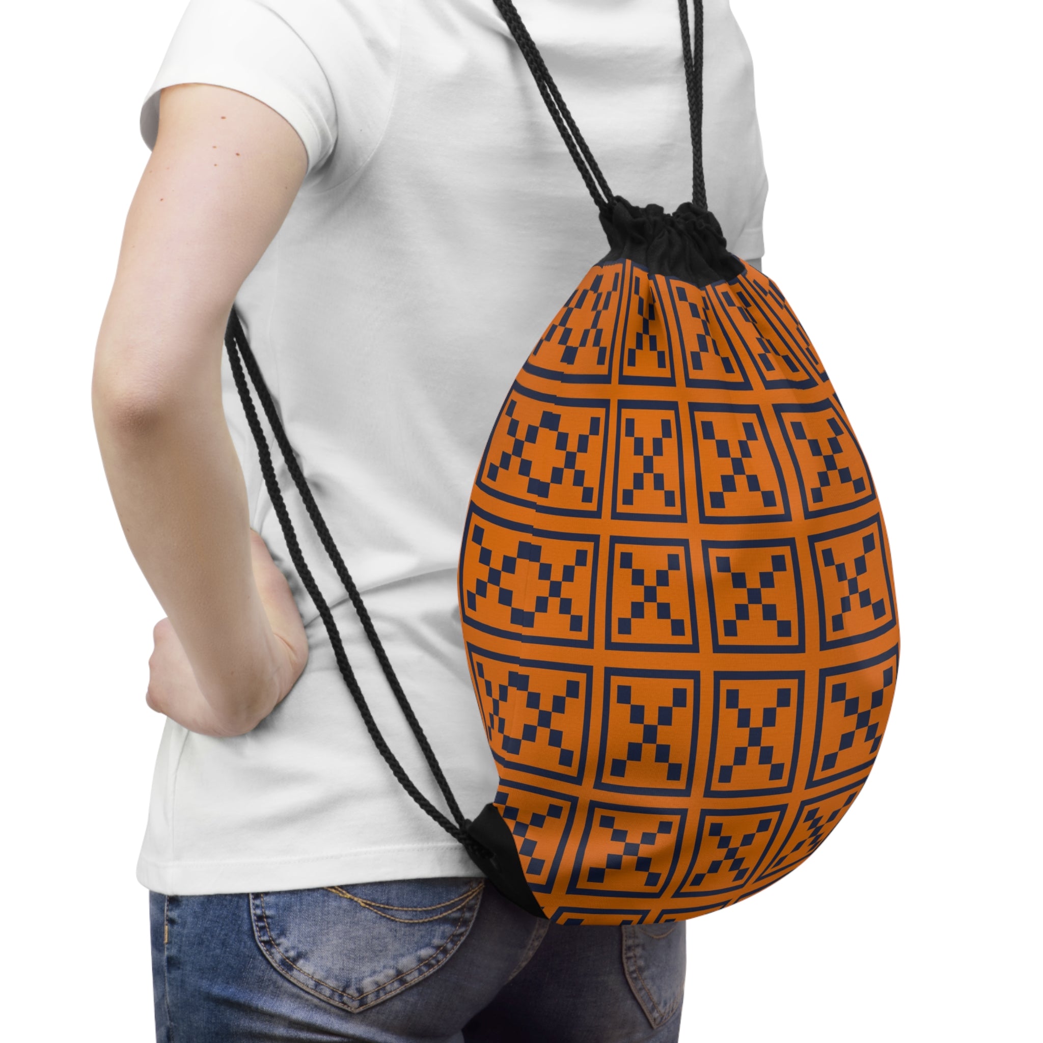 Stylish Geometric Drawstring Bag - Perfect for Sports, Gym, Back to School, Festivals, and Gifting