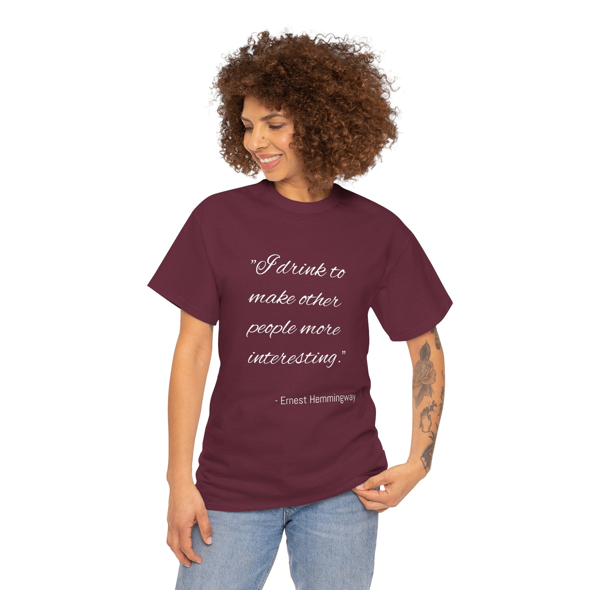 Hemingway Quote Unisex Heavy Cotton Tee, Literary Gift, Book Lover Shirt, Funny Quote T-Shirt, Casual Wear, Gift for Him/Her