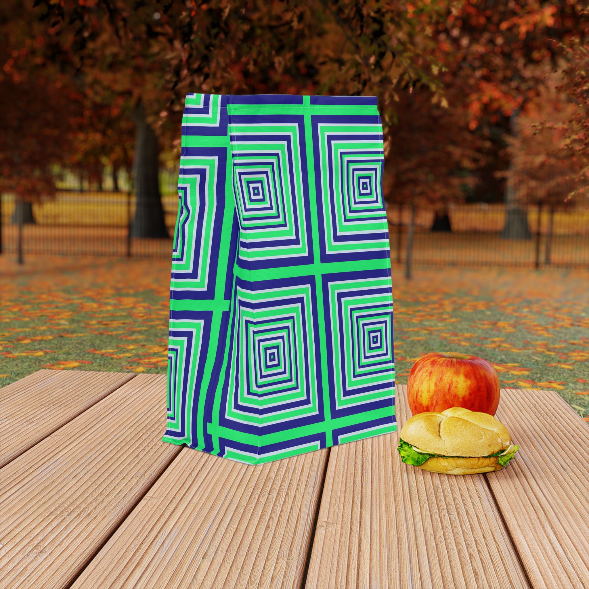 Vibrant Geometric Lunch Bag - Insulated Tote for School, Work, Picnics, Eco-Friendly Snack Carrier, Fun Pattern Stylish Lunch Tote
