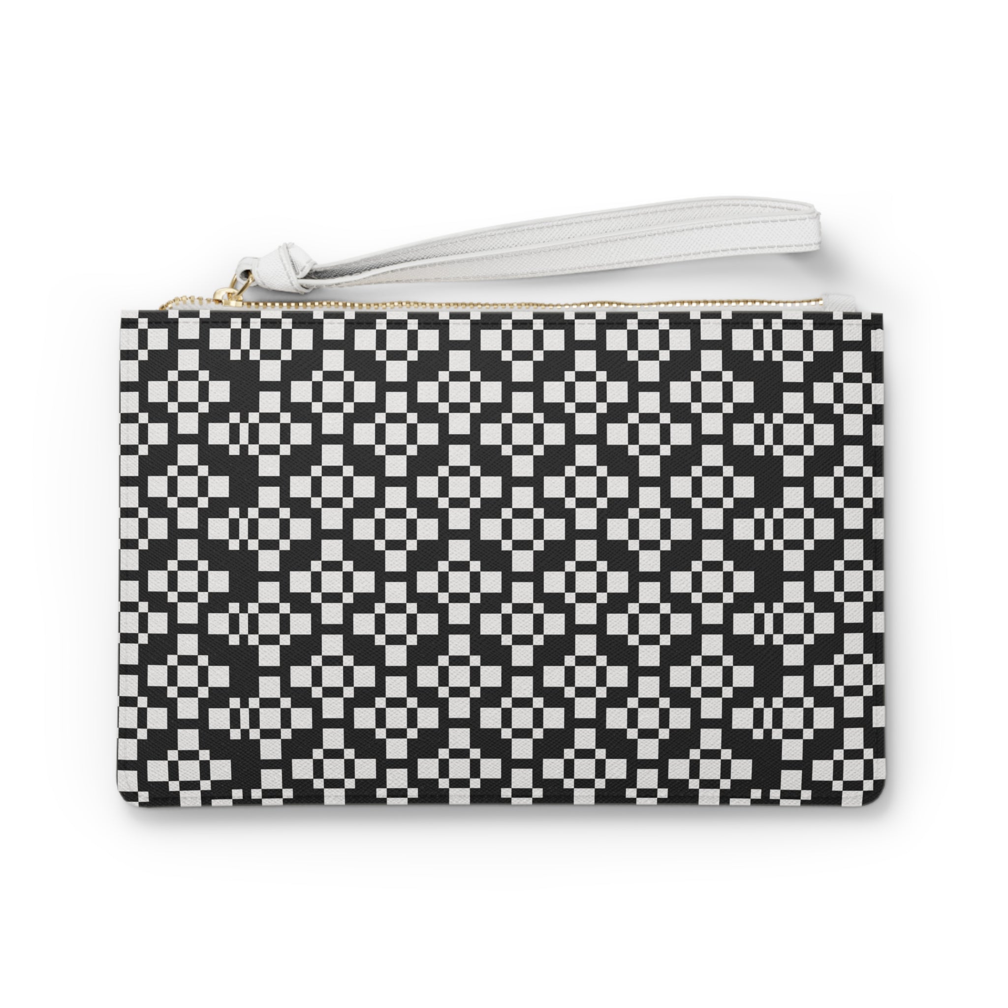 Chic Geometric Clutch Bag, Elegant Evening Handbag, Monochrome Wristlet, Fashionable Accessory, Modern Purse for Nights Out