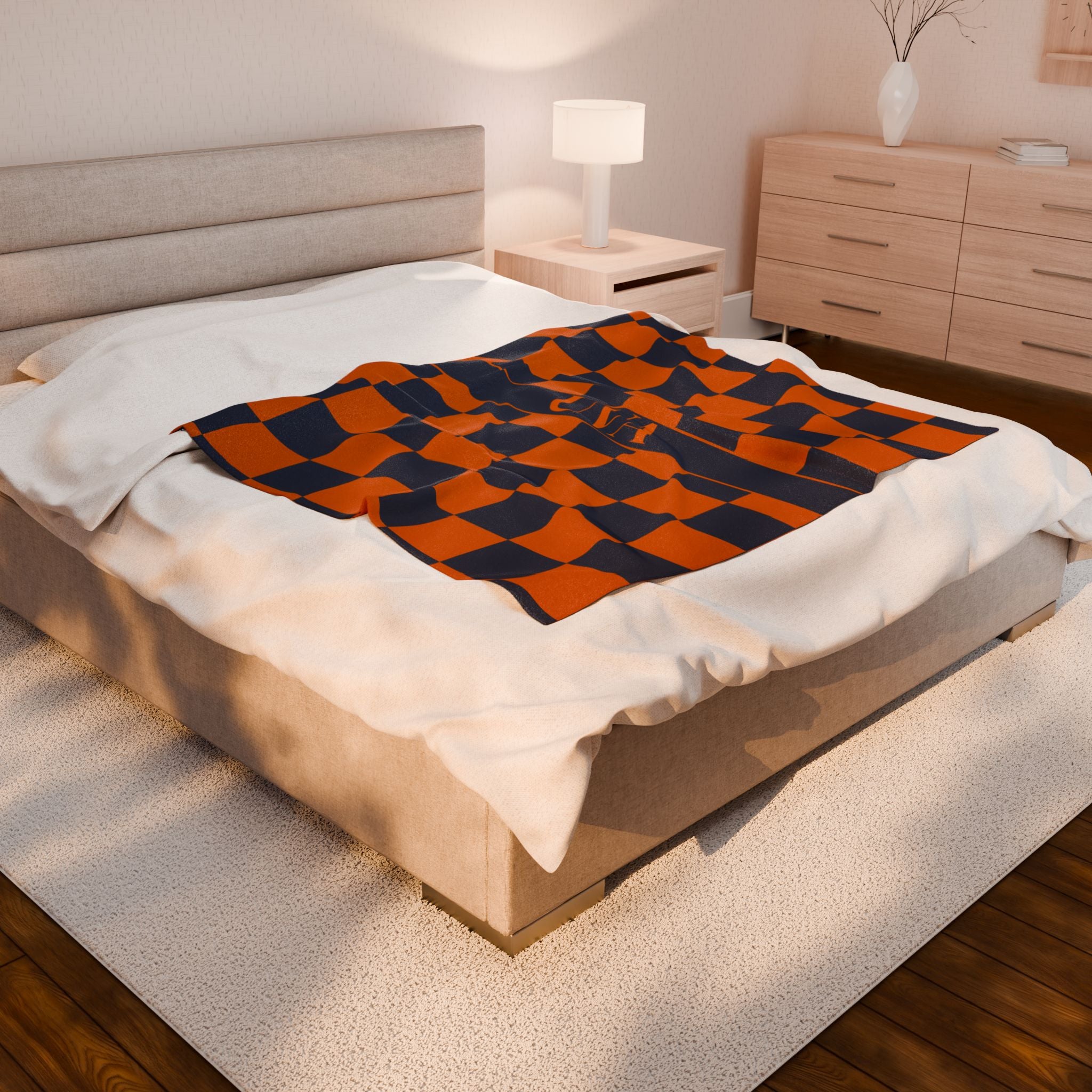 Cozy Checkerboard Plush Blanket – Ideal Gift for Home, Warmth, Comfort, Fall Decor, Halloween, Sports Enthusiasts