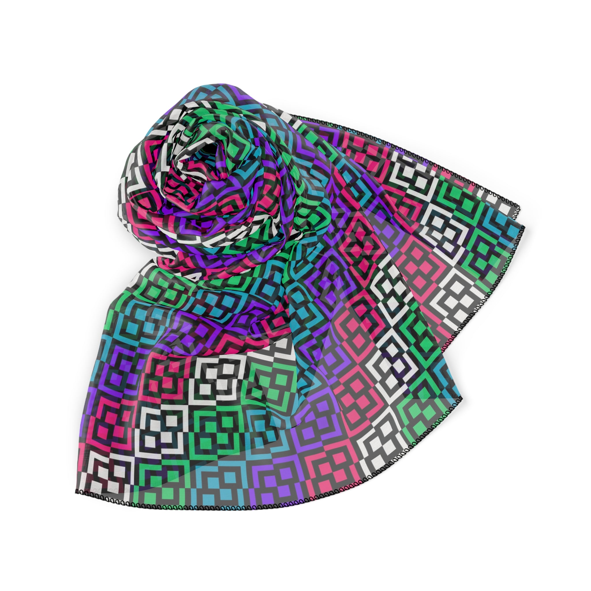 Colorful Poly Scarf - Stylish Accessory for All Seasons, Perfect for Gifts, Fashionable Neck Wrap, Trendy Headscarf, Vibrant Patterned Scarf