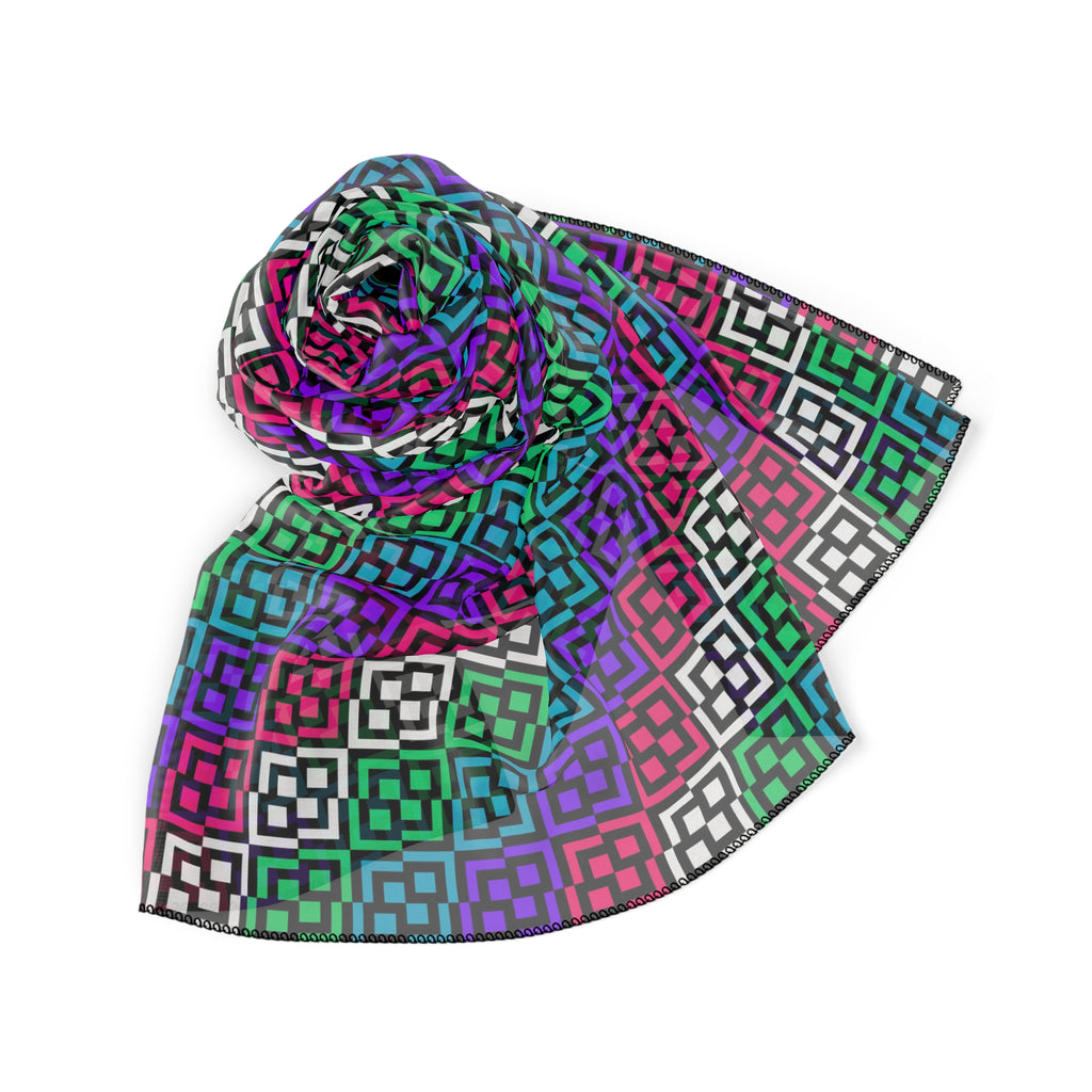 Colorful Poly Scarf - Stylish Accessory for All Seasons, Perfect for Gifts, Fashionable Neck Wrap, Trendy Headscarf, Vibrant Patterned Scarf