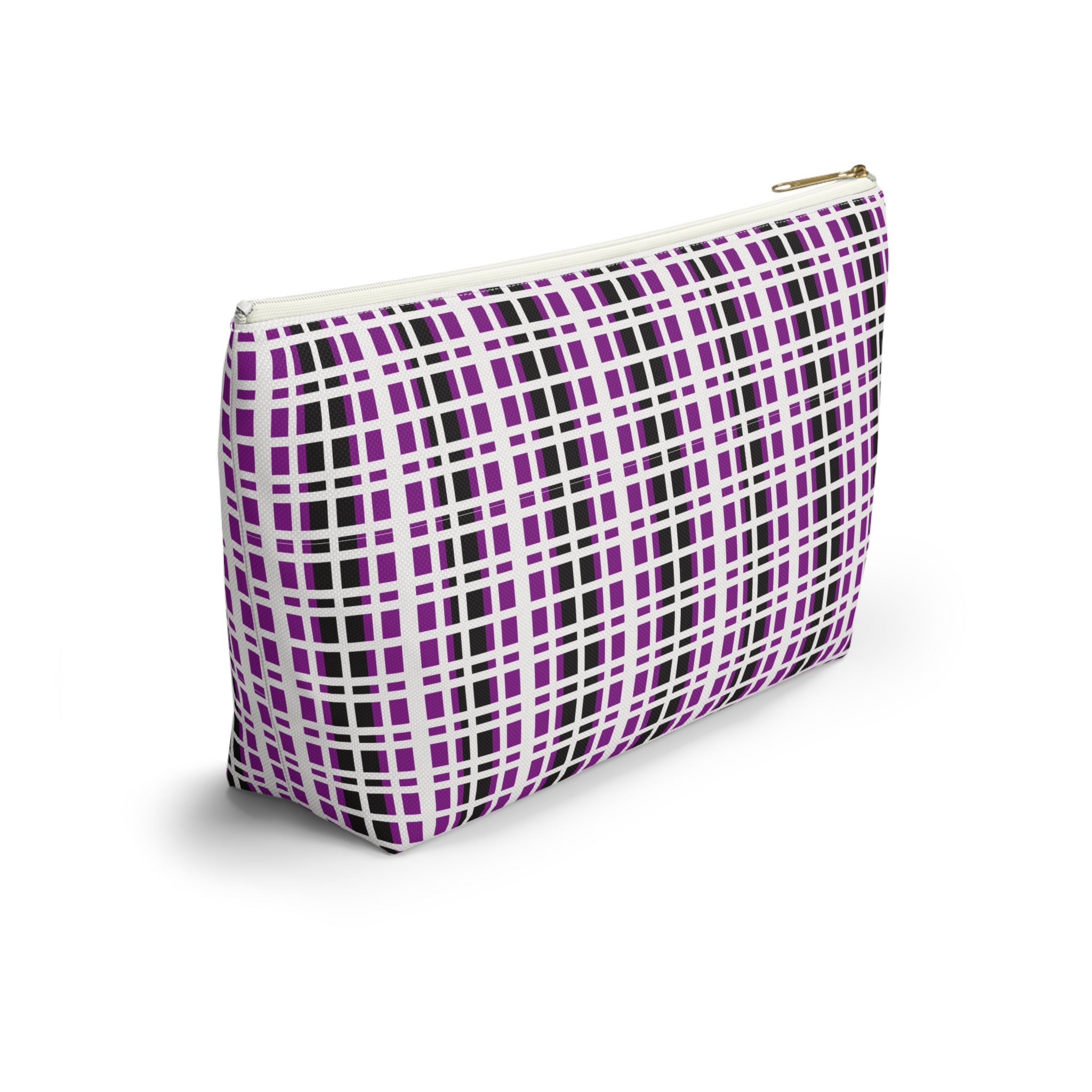 Purple Checkered Accessory Pouch | Makeup Bag, Toiletry Organizer, Travel Clutch, Gift for Her, Stylish Storage