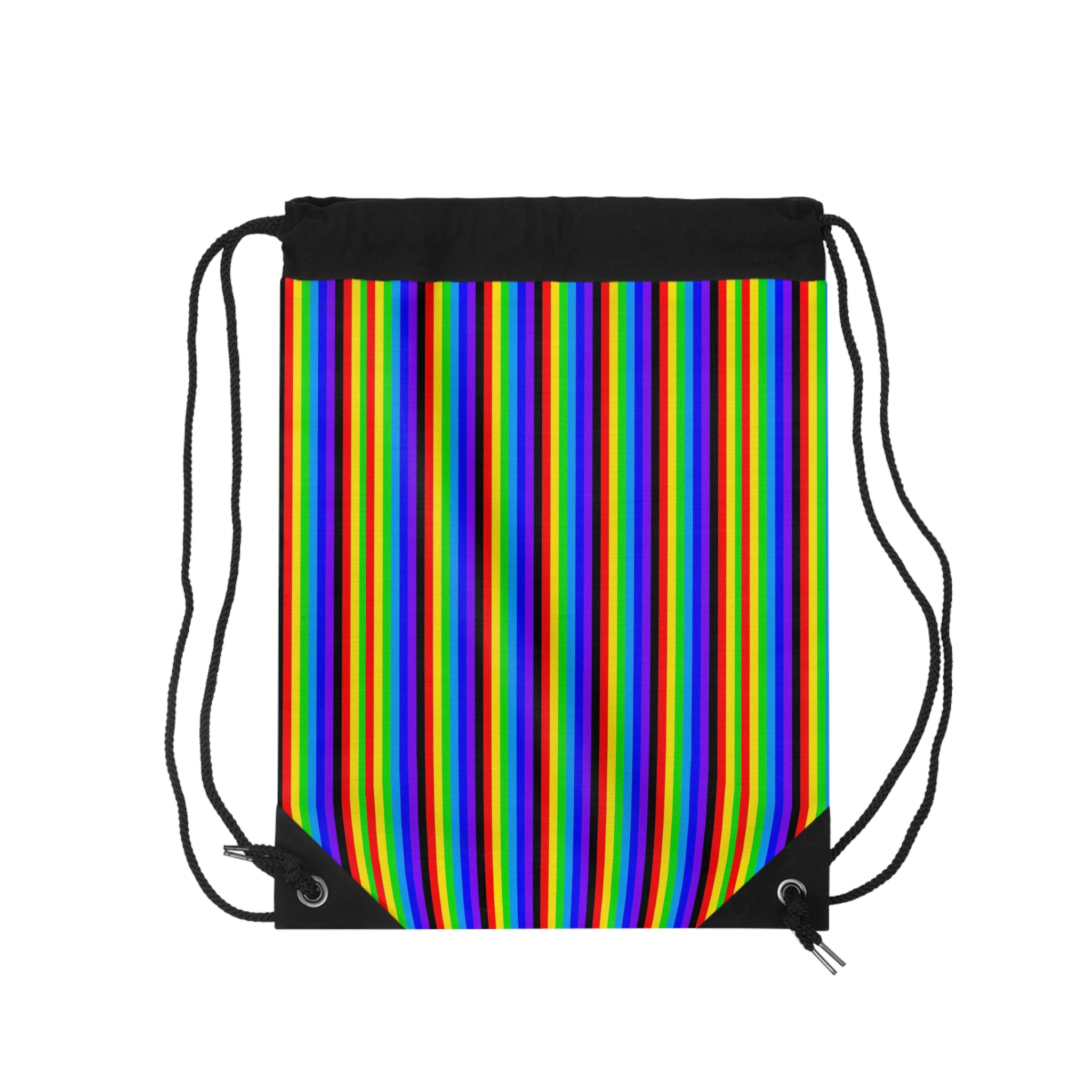 Vibrant Striped Drawstring Bag, Colorful Gym Sack, Fun Tote for Festivals, Travel, Kids, and Everyday Use