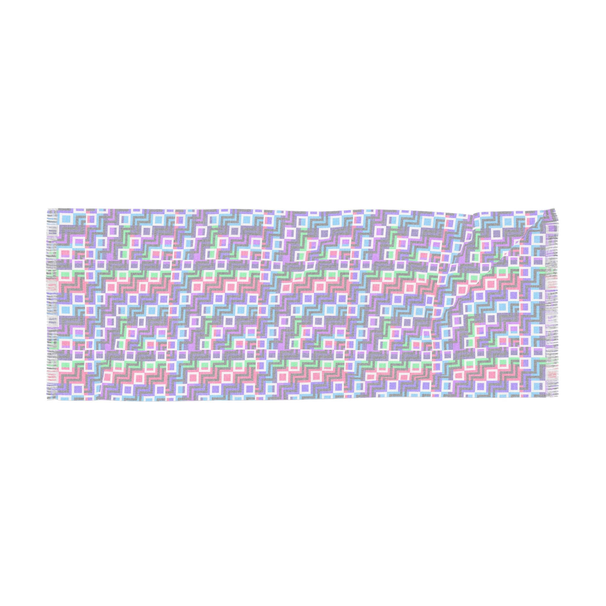 Colorful Geometric Light Scarf, Boho Fashion Accessory for Spring, Summer, Festival Wear, Gift for Her, Casual Wrap