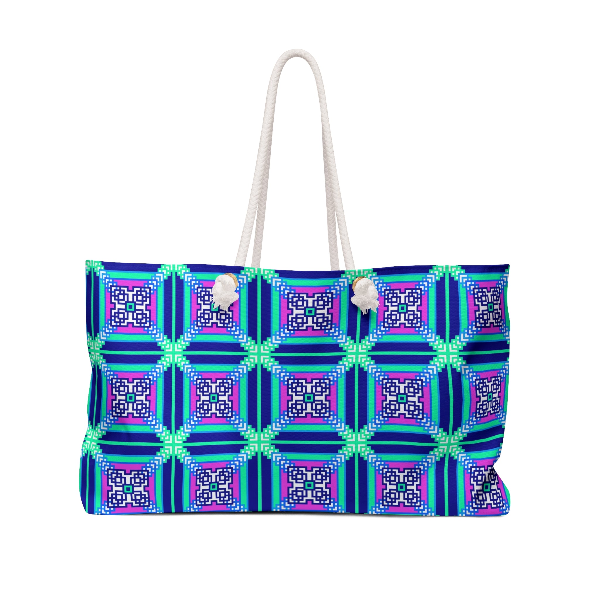 Vibrant Geometric Weekender Bag, Stylish Travel Tote, Beach Bag, Overnight Bag, Patterned Luggage, Gift for Travelers