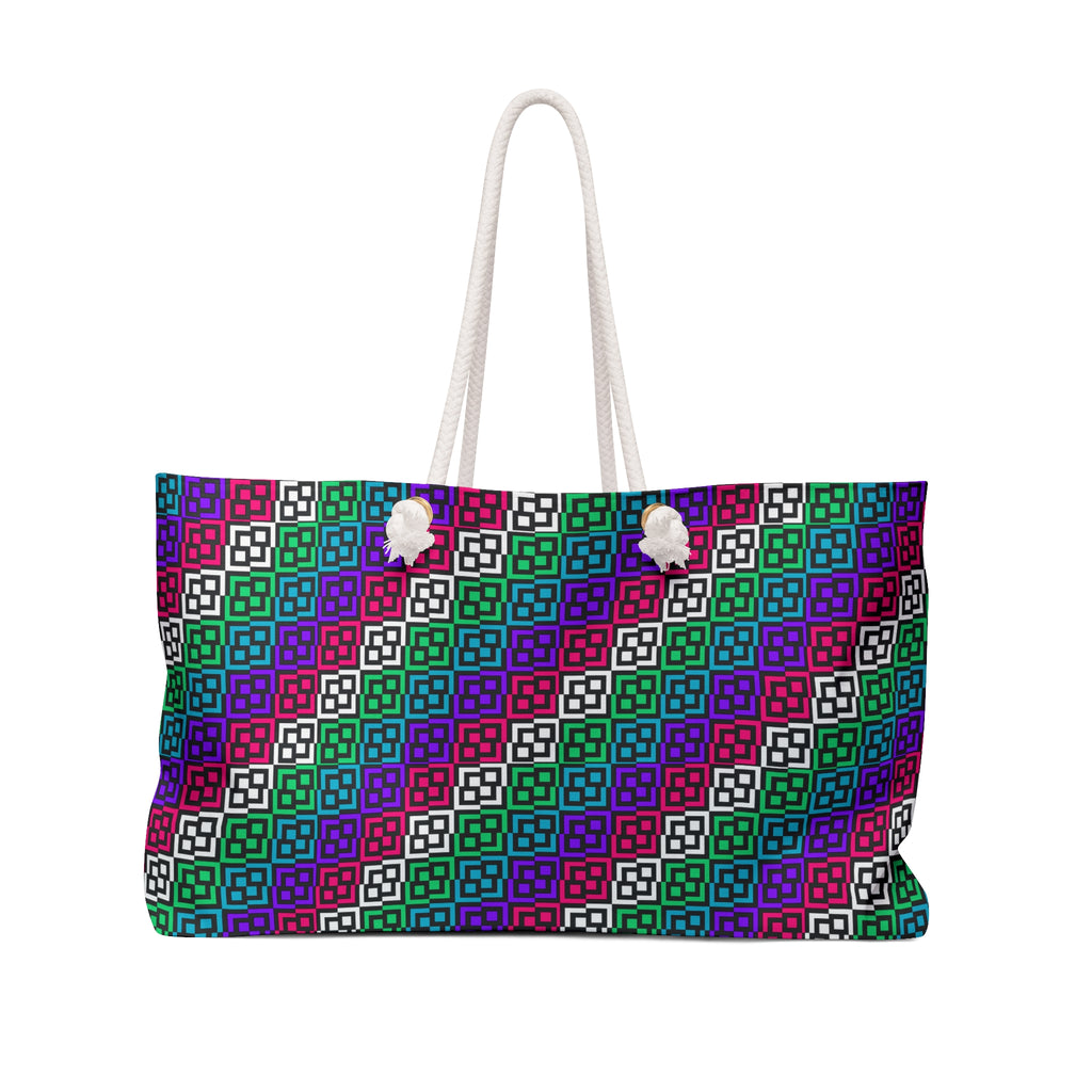 Colorful Geometric Weekender Bag - Travel Tote, Weekend Getaway Bag, Fun Patterned Carryall, Pool Bag, Stylish Gym Tote