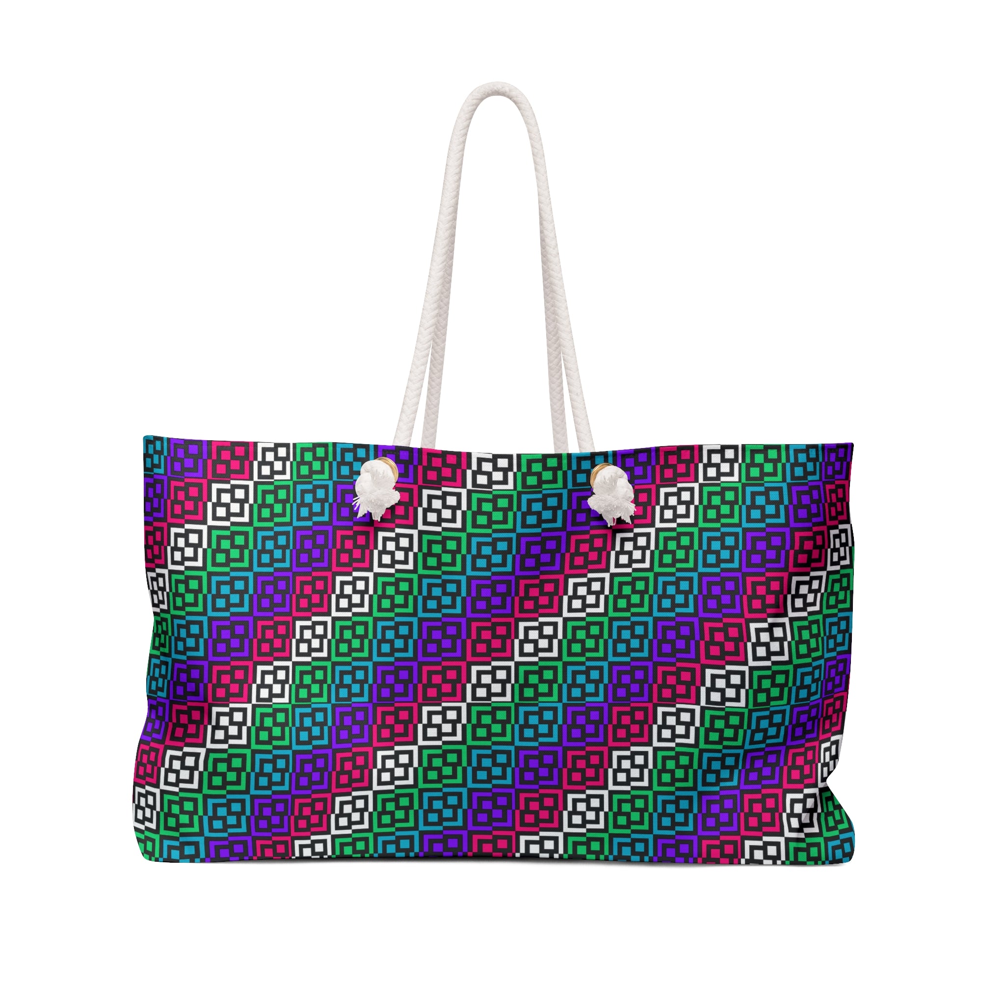 Colorful Geometric Weekender Bag - Travel Tote, Weekend Getaway Bag, Fun Patterned Carryall, Pool Bag, Stylish Gym Tote