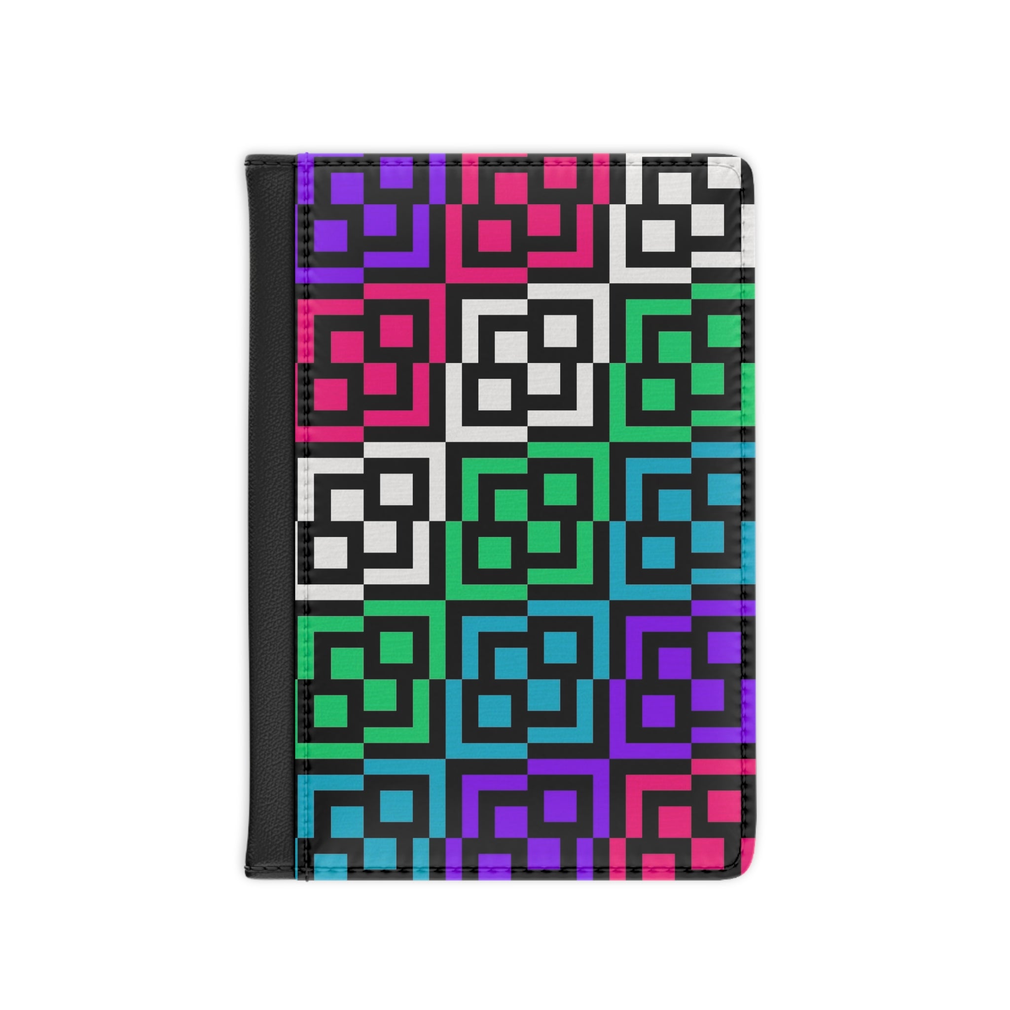 Colorful Geometric Passport Cover - Travel Accessory, Gift for Travelers, Vacation Fun, Unique Design, Handmade Travel Case
