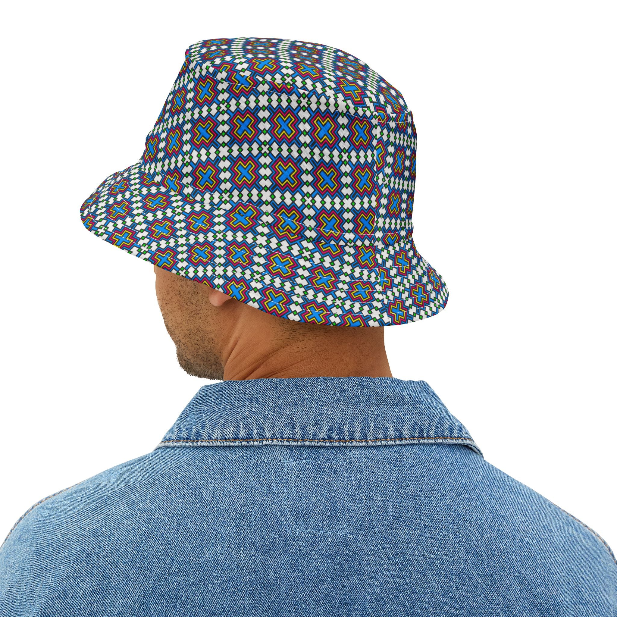 Vibrant AOP Bucket Hat, Trendy Summer Accessory, Festival Headwear, Beach Hat, Unisex Gift, 90s Style