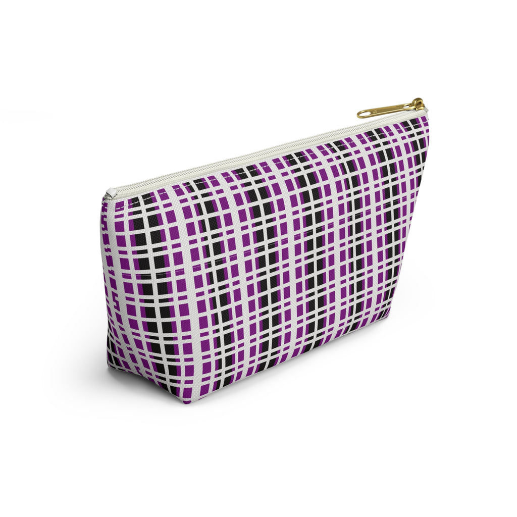 Purple Checkered Accessory Pouch | Makeup Bag, Toiletry Organizer, Travel Clutch, Gift for Her, Stylish Storage