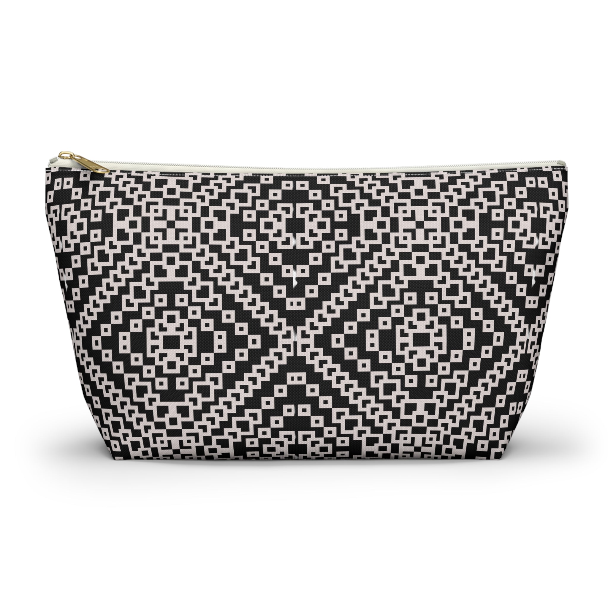 Stylish Geometric Accessory Pouch | Makeup Bag, Travel Organizer, Gift for Her, Chic Storage, Black and White Clutch