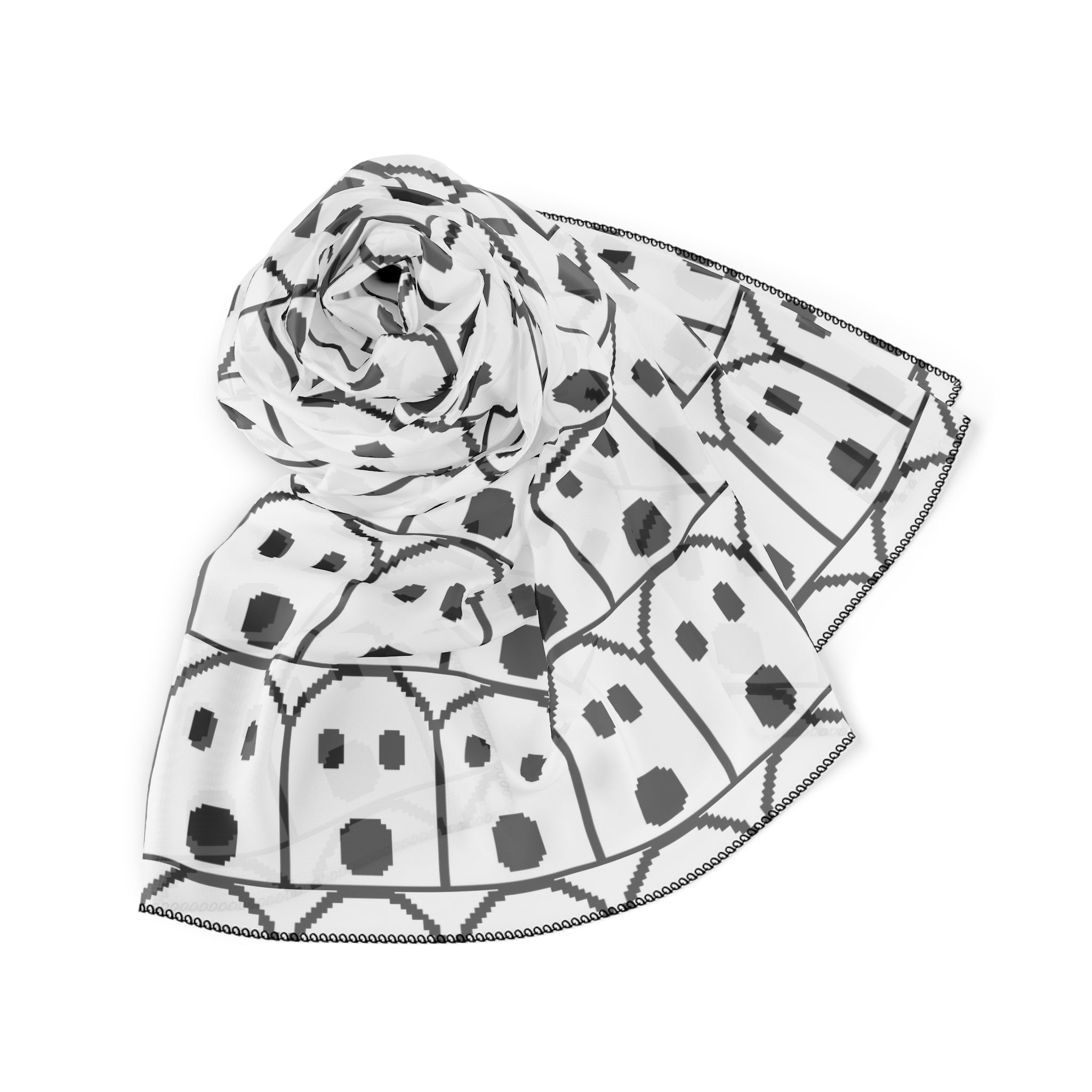Ghost design, Charming Poly Scarf, Cozy Fashion Accessory, Stylish Gift for Her, Lightweight Neck Scarf, Everyday Wear, Trendy Wrap