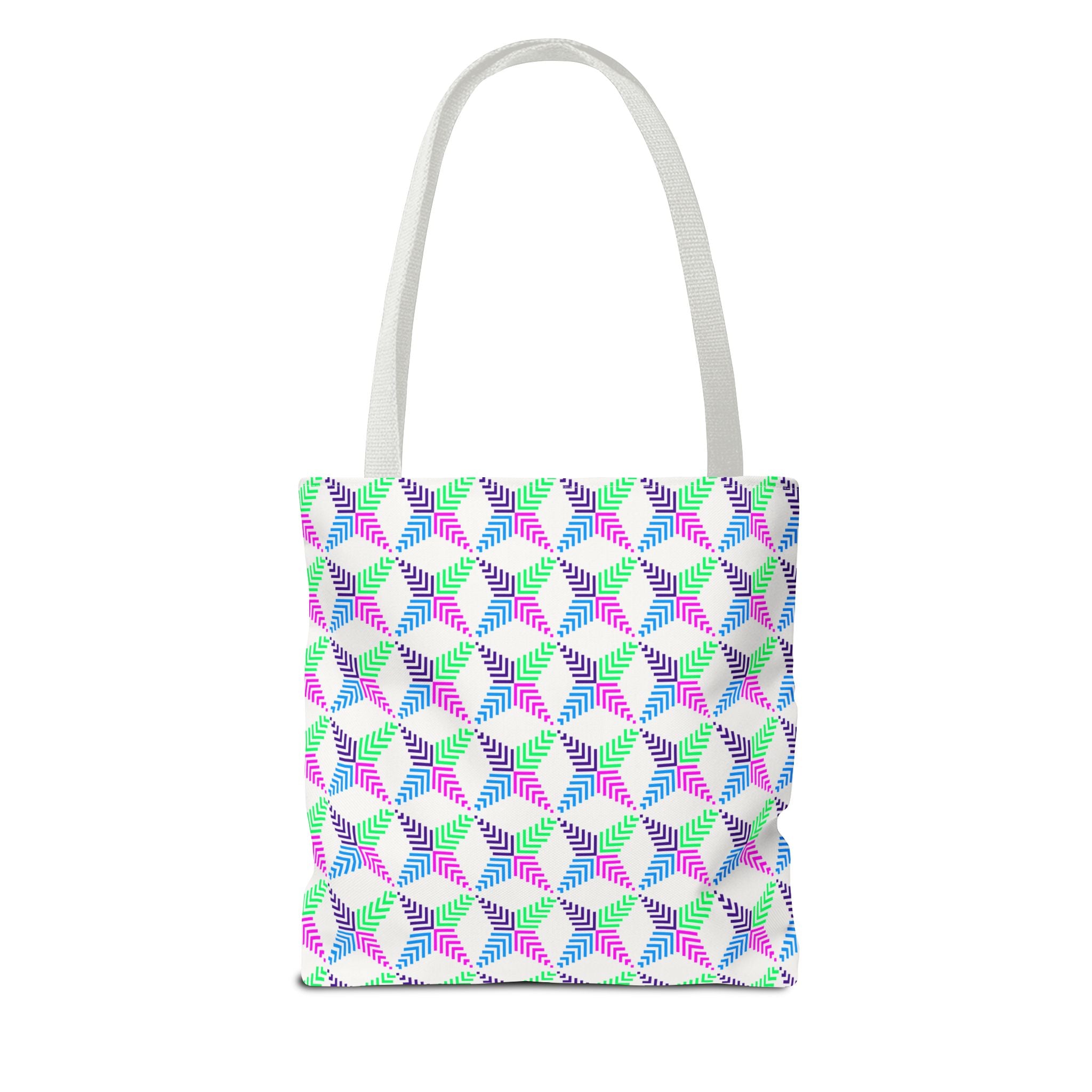 Colorful Geometric Tote Bag, AOP Canvas Shopper, Trendy Beach Bag for Shopping, Eco-Friendly Gift, Stylish Everyday Carry