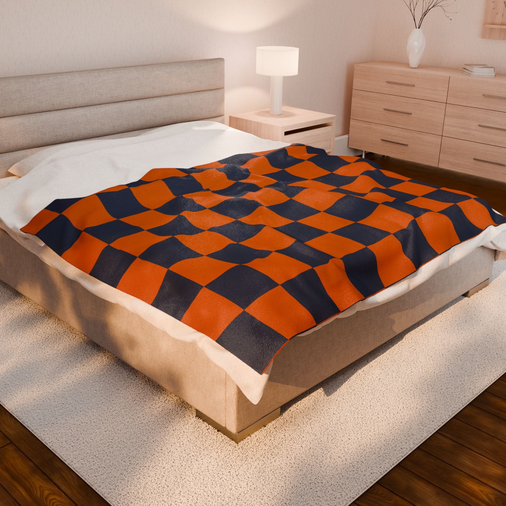 Cozy Checkerboard Plush Blanket – Ideal Gift for Home, Warmth, Comfort, Fall Decor, Halloween, Sports Enthusiasts
