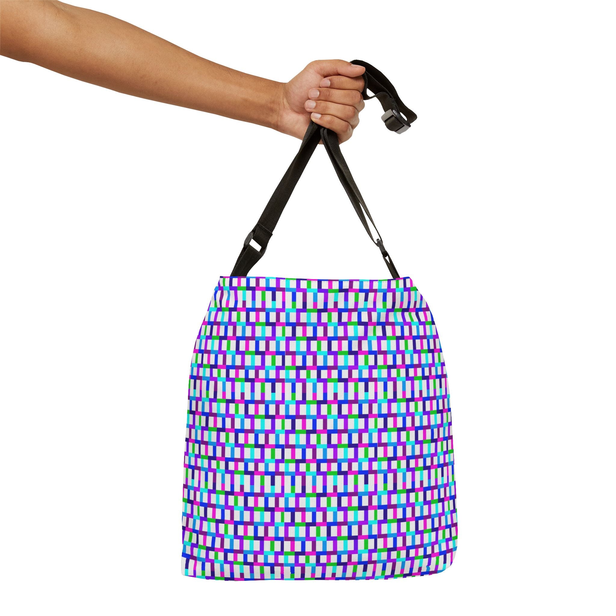 Colorful Geometric Adjustable Tote Bag - Trendy Shopping Bag, Reusable Tote, Eco-Friendly Gift, Beach Bag, Funky Style
