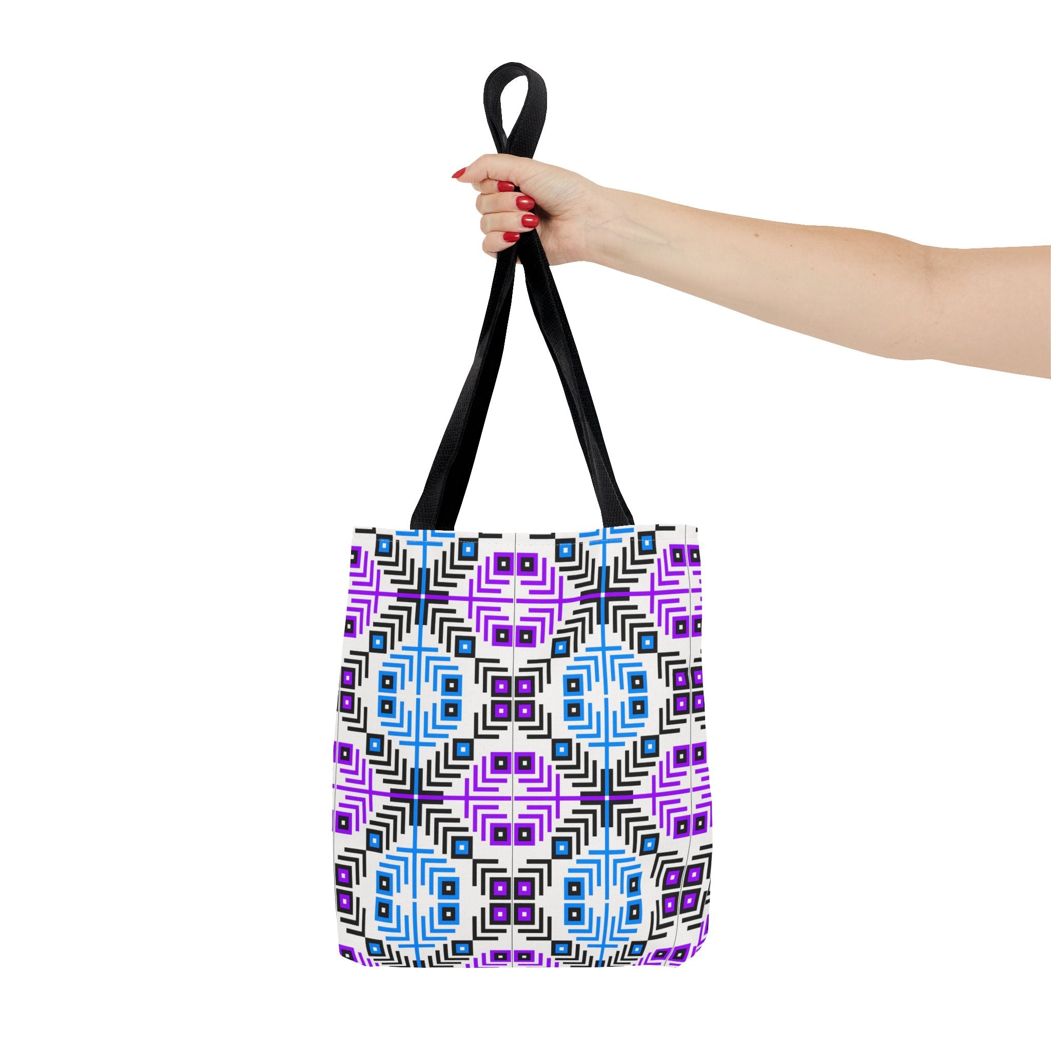 Colorful Geometric Tote Bag for Everyday Use, Shopping, Travel, Beach, Gym Tote, Gift for Her, Stylish Hot Pink & Blue Pattern
