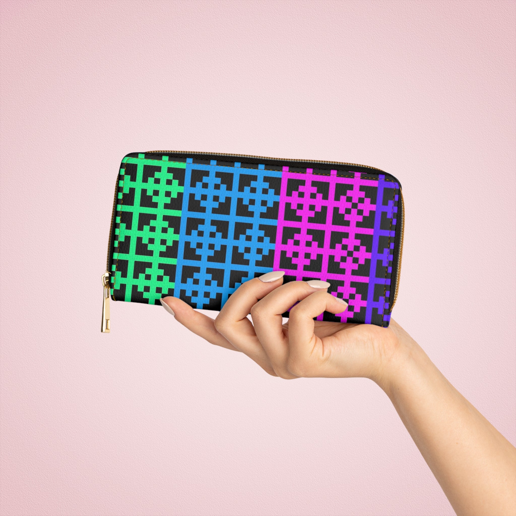 Colorful Geometric Zipper Wallet | Fun Fashion Accessory, Unique Gift, Everyday Use, Travel Essential, Organizer