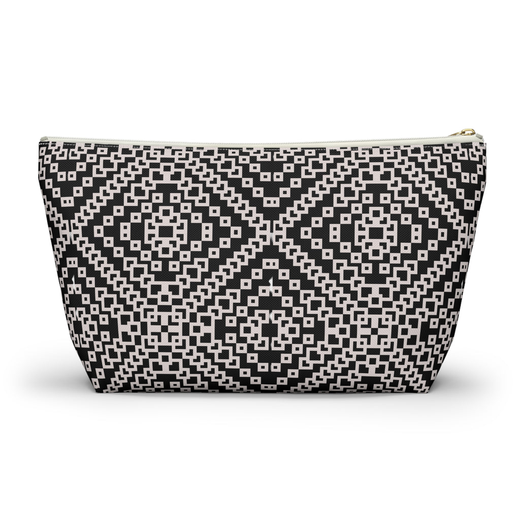 Stylish Geometric Accessory Pouch | Makeup Bag, Travel Organizer, Gift for Her, Chic Storage, Black and White Clutch