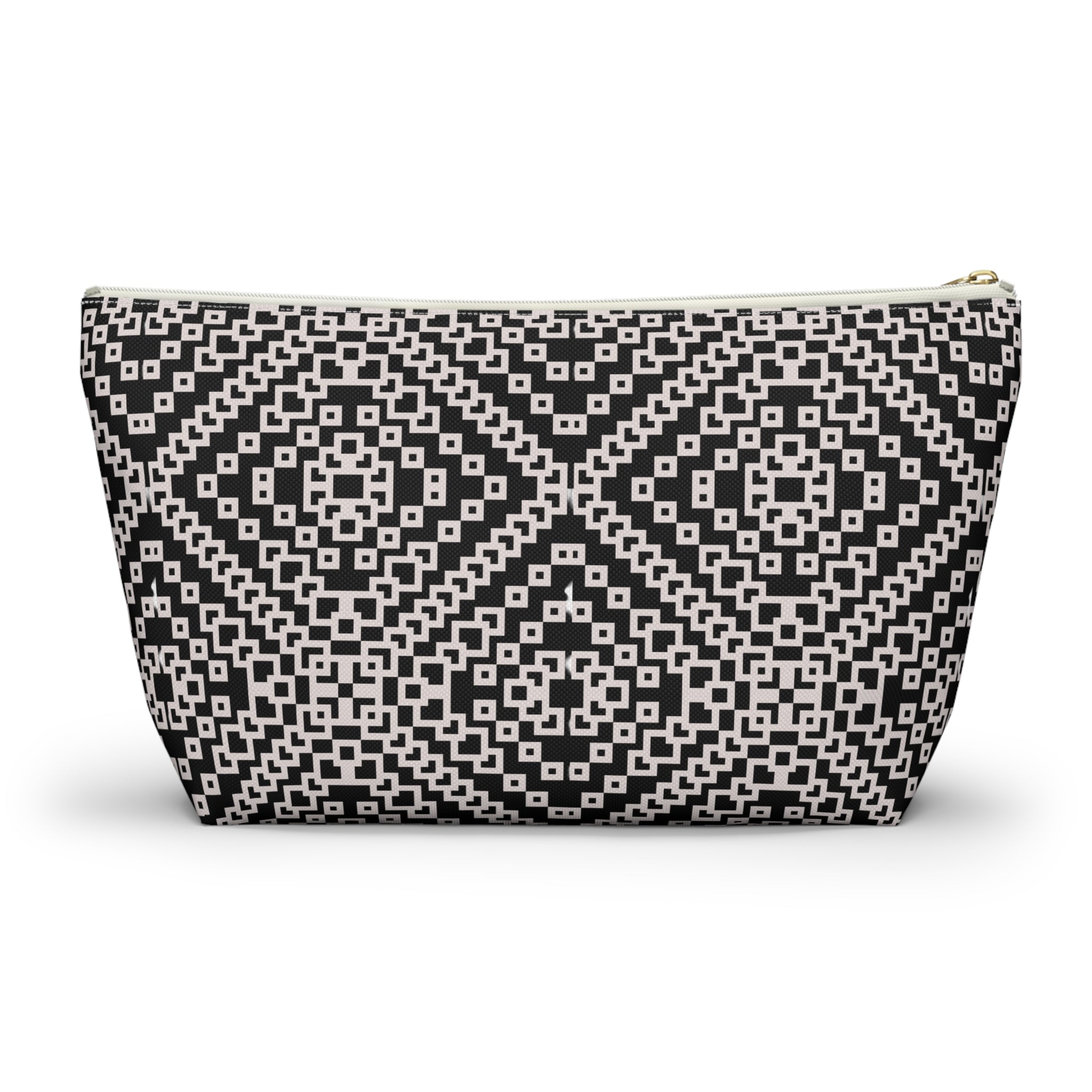 Stylish Geometric Accessory Pouch | Makeup Bag, Travel Organizer, Gift for Her, Chic Storage, Black and White Clutch