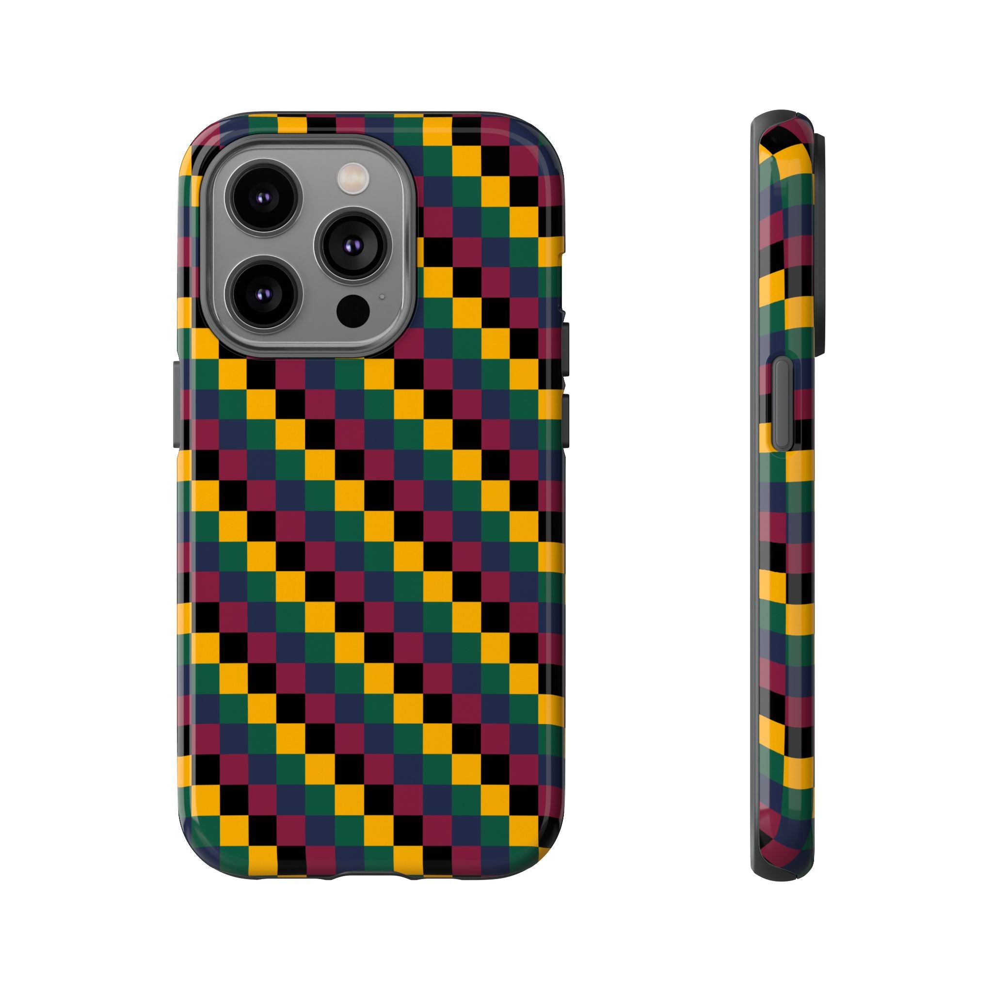 Colorful Checkered Phone Case, Tough Phone Cover, Unique Phone Accessory, Geometric Design, Gift for Tech Lovers, Stylish Protection