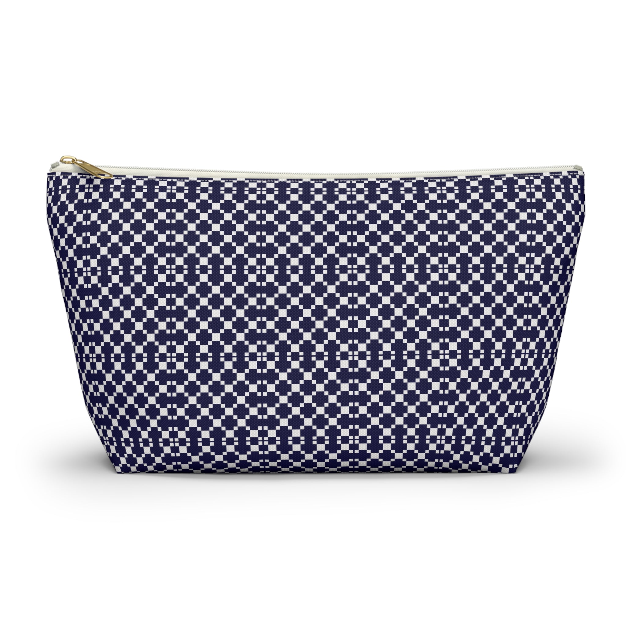Navy Patterned Accessory Pouch, Makeup Bag, Toiletry Organizer, Gift for Her, Travel Essentials, Stylish Storage
