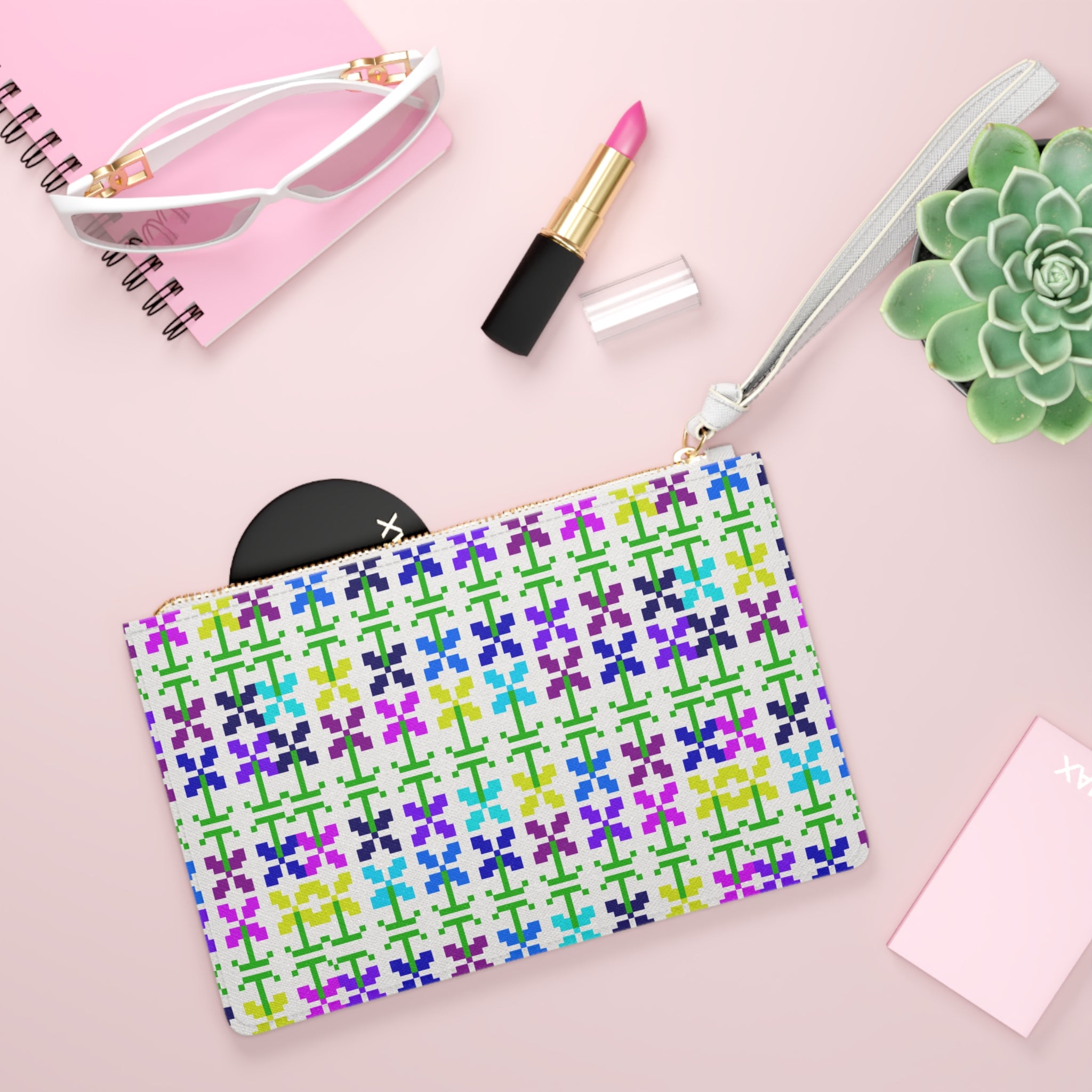 Colorful Floral Clutch Bag | Trendy Wristlet Pouch for Women, Perfect for Parties, Travel, Gifts, Everyday Use