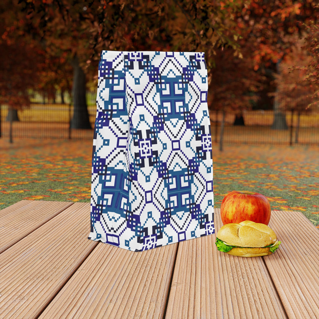 Stylish Polyester Lunch Bag with Geometric Print, Insulated Tote for Work or School, Trendy Food Carrier, Picnic Accessory, Gift for Foodies