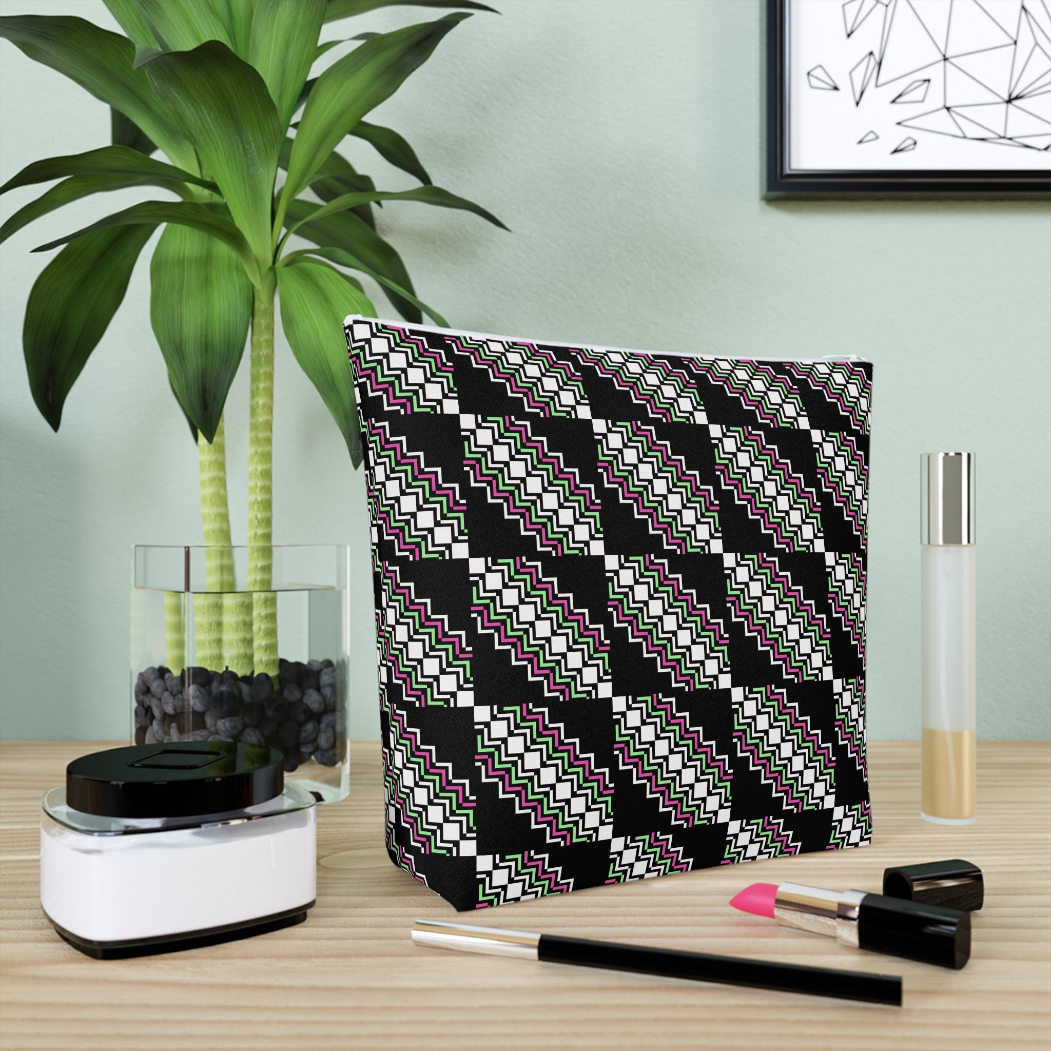 Chic Patterned Cotton Cosmetic Bag | Makeup Organizer, Travel Pouch, Cute Gift, Stylish Clutch, Everyday Essentials