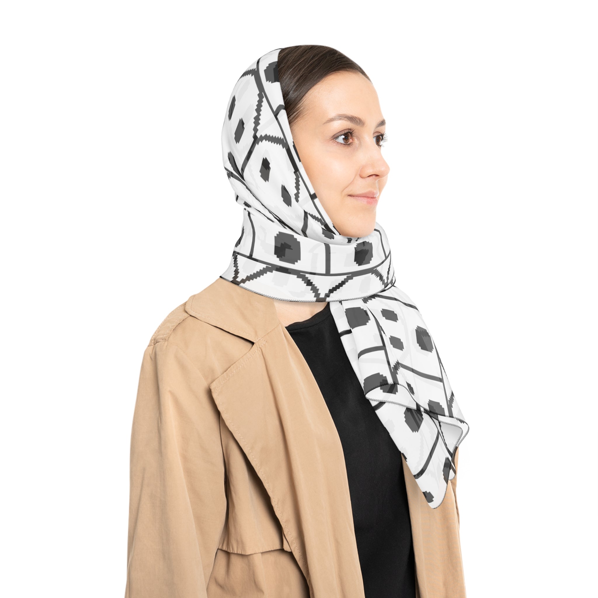 Ghost design, Charming Poly Scarf, Cozy Fashion Accessory, Stylish Gift for Her, Lightweight Neck Scarf, Everyday Wear, Trendy Wrap