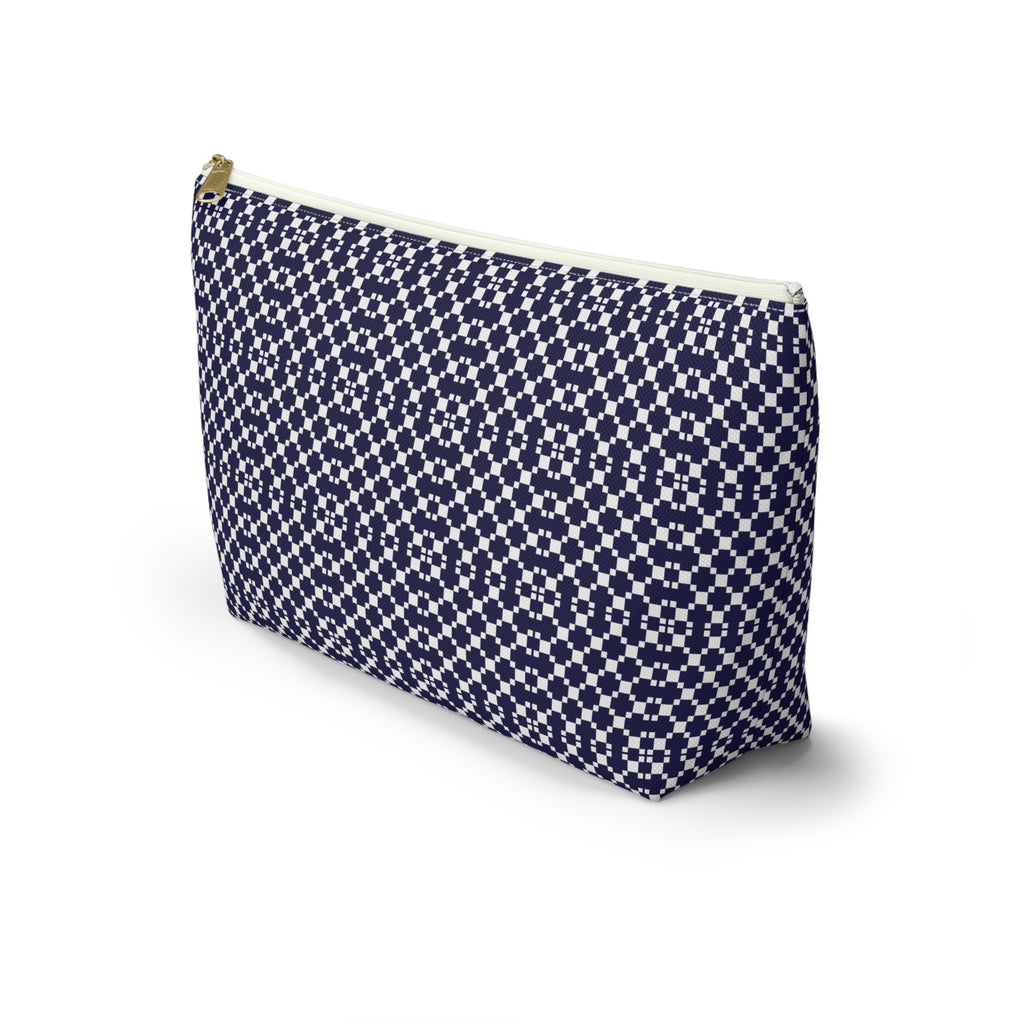 Navy Patterned Accessory Pouch, Makeup Bag, Toiletry Organizer, Gift for Her, Travel Essentials, Stylish Storage
