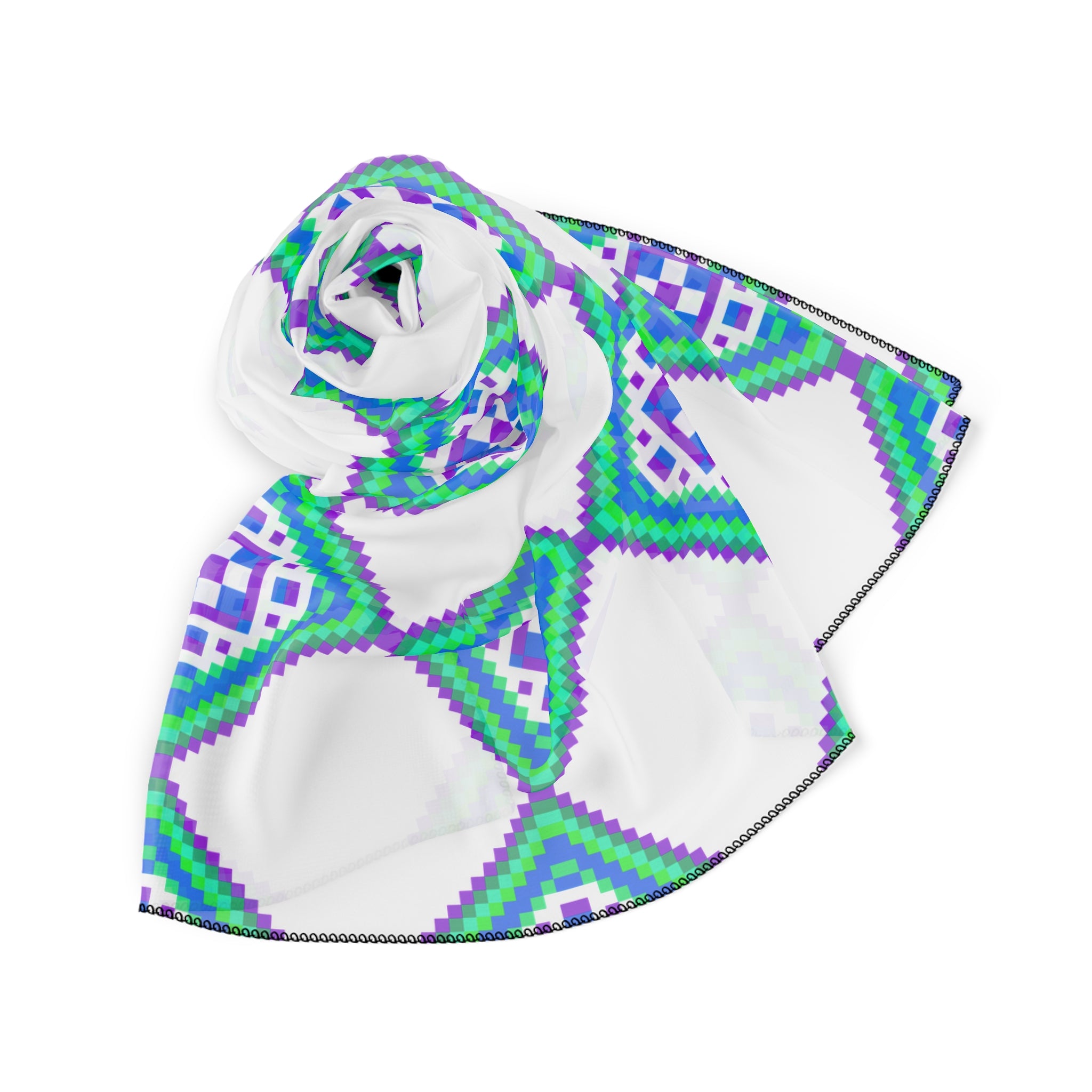 Colorful Geometric Pattern Scarf, Trendy Fashion Accessory, Gift for Her, Bohemian Style, Summer Scarf, Lightweight Neck Wrap