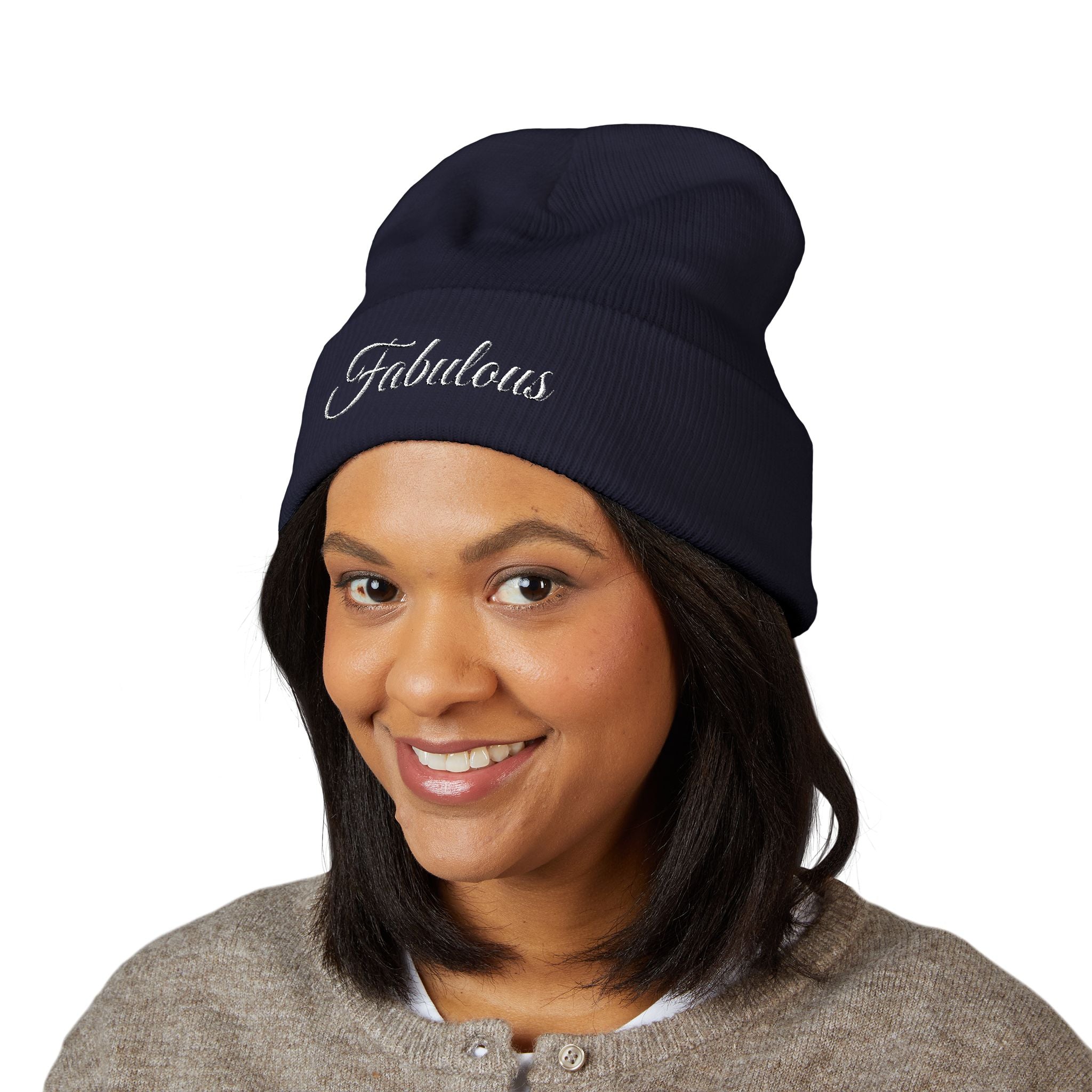 Fabulous Embroidered Cuffed Beanie, Trendy Winter Hat, Cozy Beanie for Women, Gift for Friends, Fashion Accessory