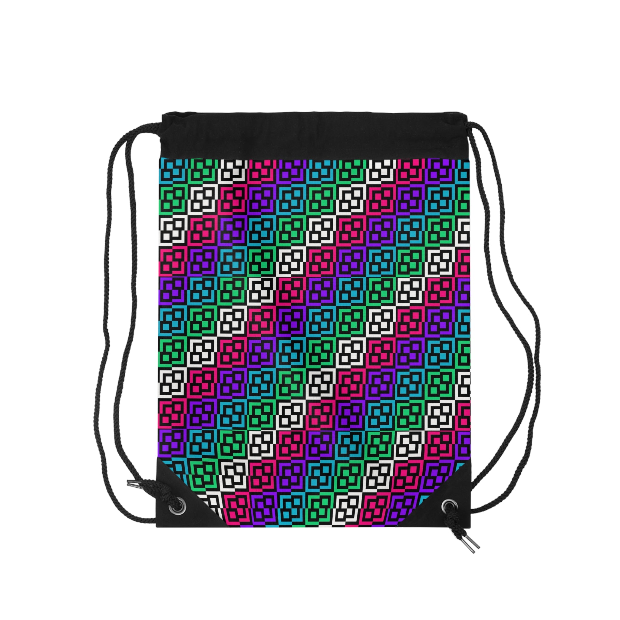 Vibrant Geometric Drawstring Bag for Sport & Casual Use, Reusable Gym Sack, Colorful Backpack for Kids & Adults, Perfect for Travel, [...]