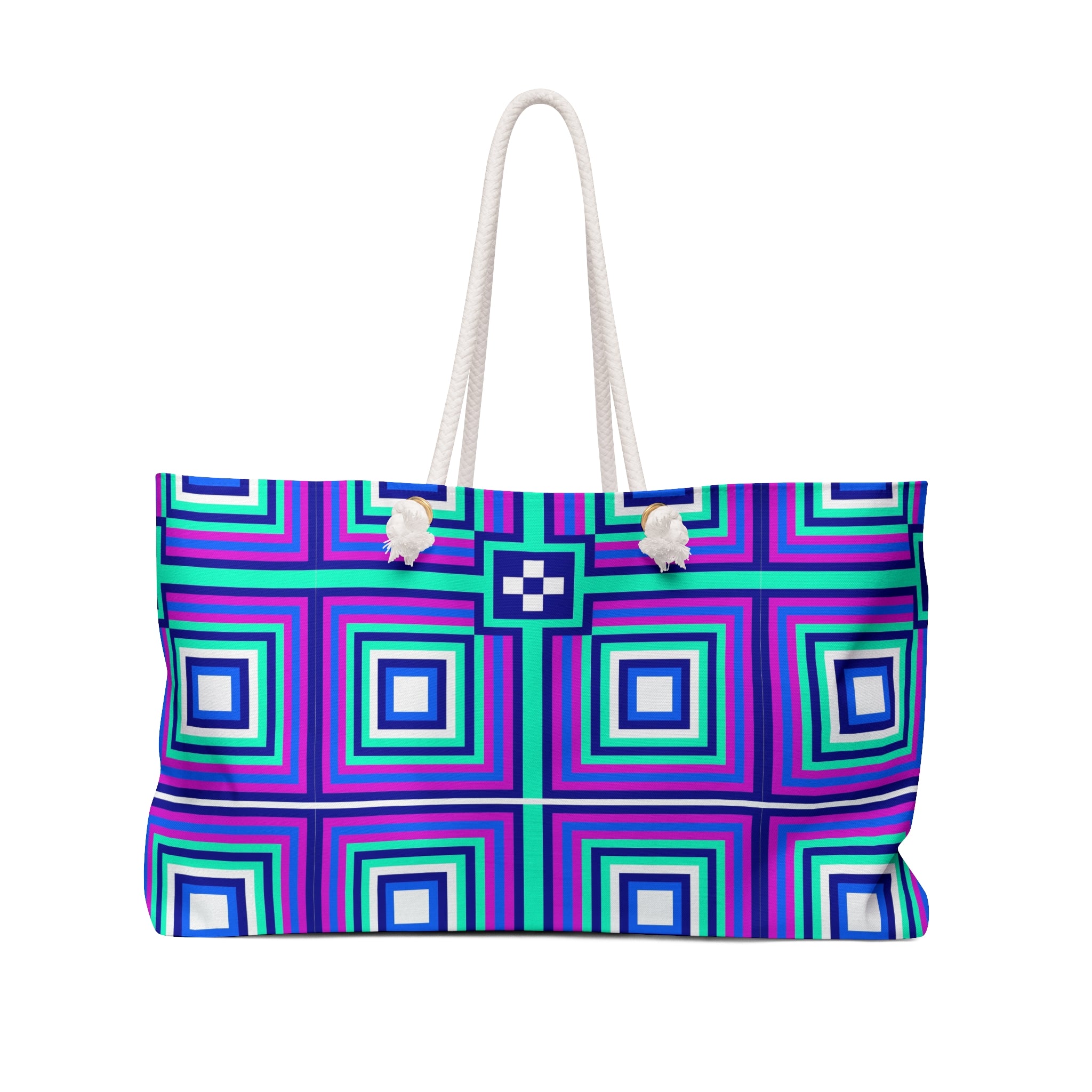 Colorful Geometric Weekender Bag, Travel Tote, Beach Bag, Gym Bag, Stylish Storage for Weekend Getaways, Unique Gift