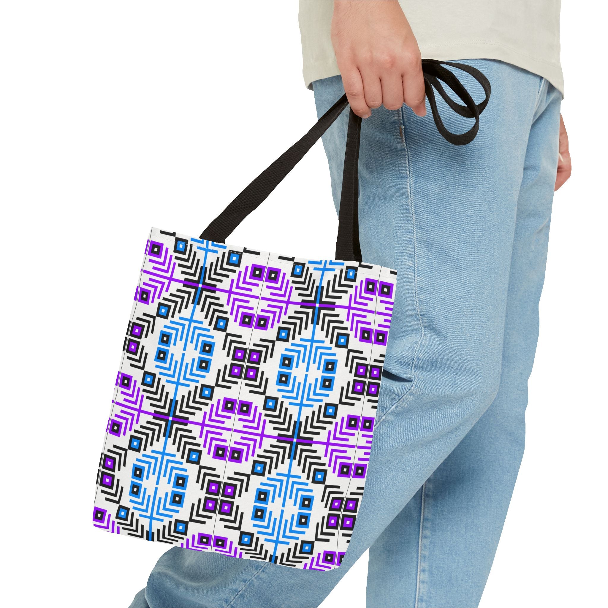 Colorful Geometric Tote Bag for Everyday Use, Shopping, Travel, Beach, Gym Tote, Gift for Her, Stylish Hot Pink & Blue Pattern