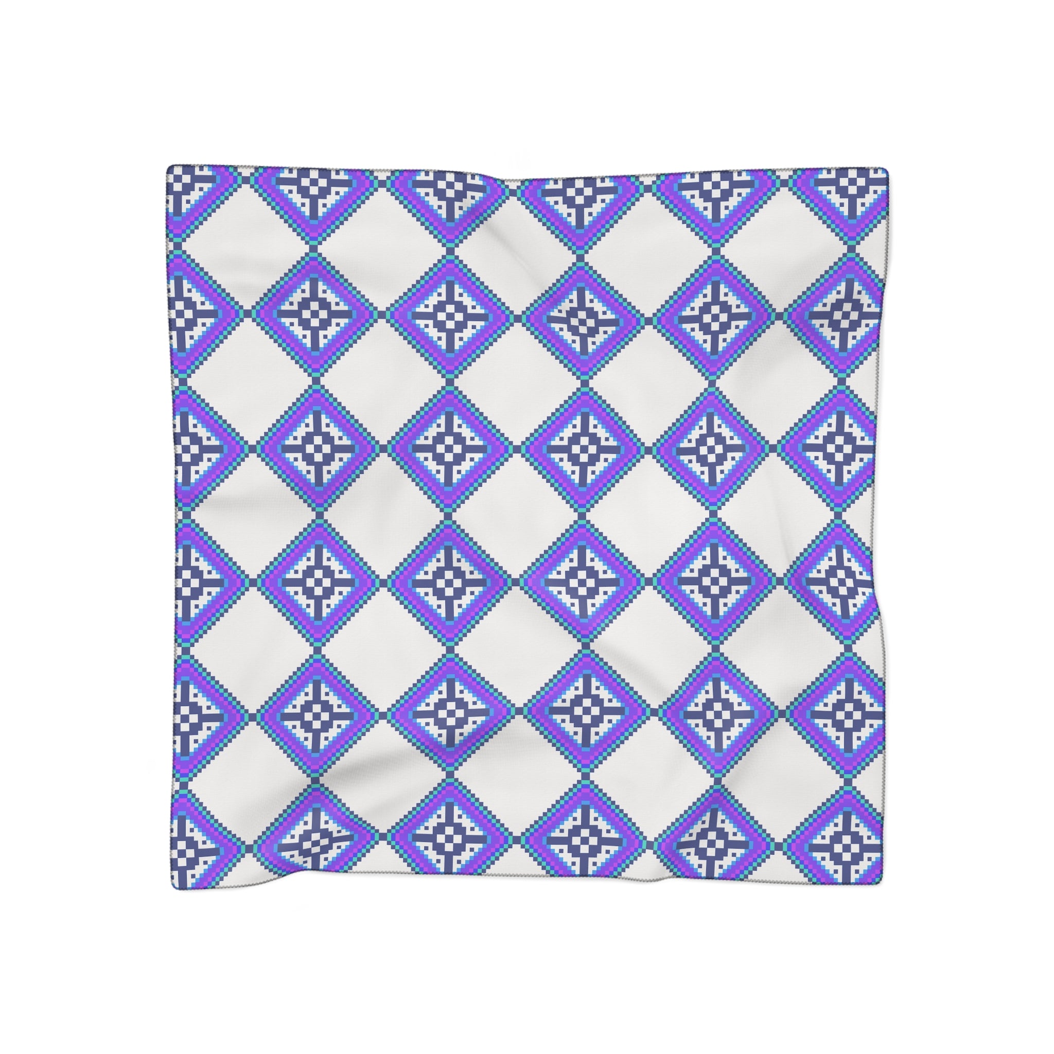 Colorful Geometric Poly Scarf, Lightweight Fashion Accessory, Gift for Her, Trendy Neck Wrap, Summer Style Statement
