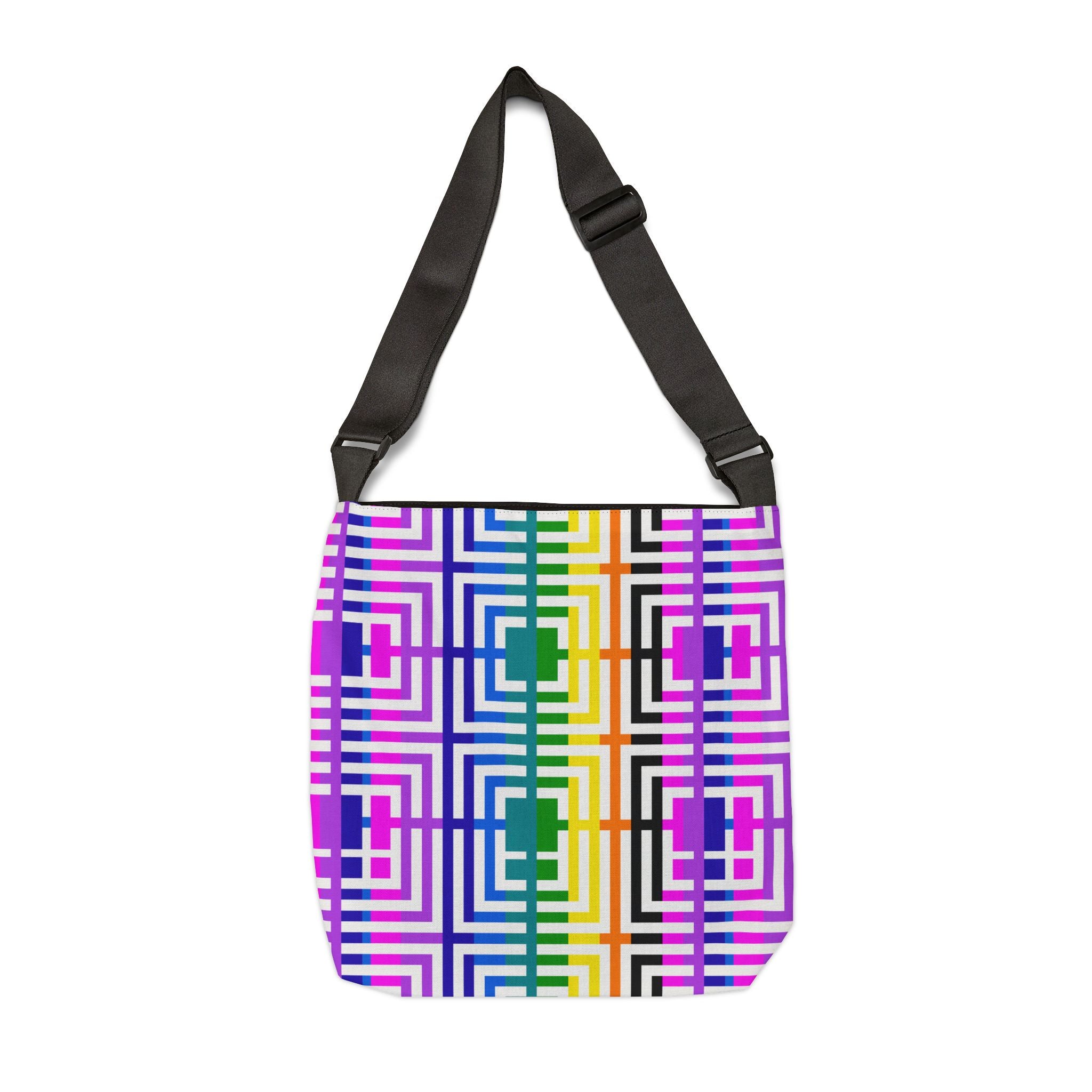 Vibrant Adjustable Tote Bag - Geometric Pattern, Perfect for Shopping, Travel, Beach, or Everyday Use, Unique Gift Idea