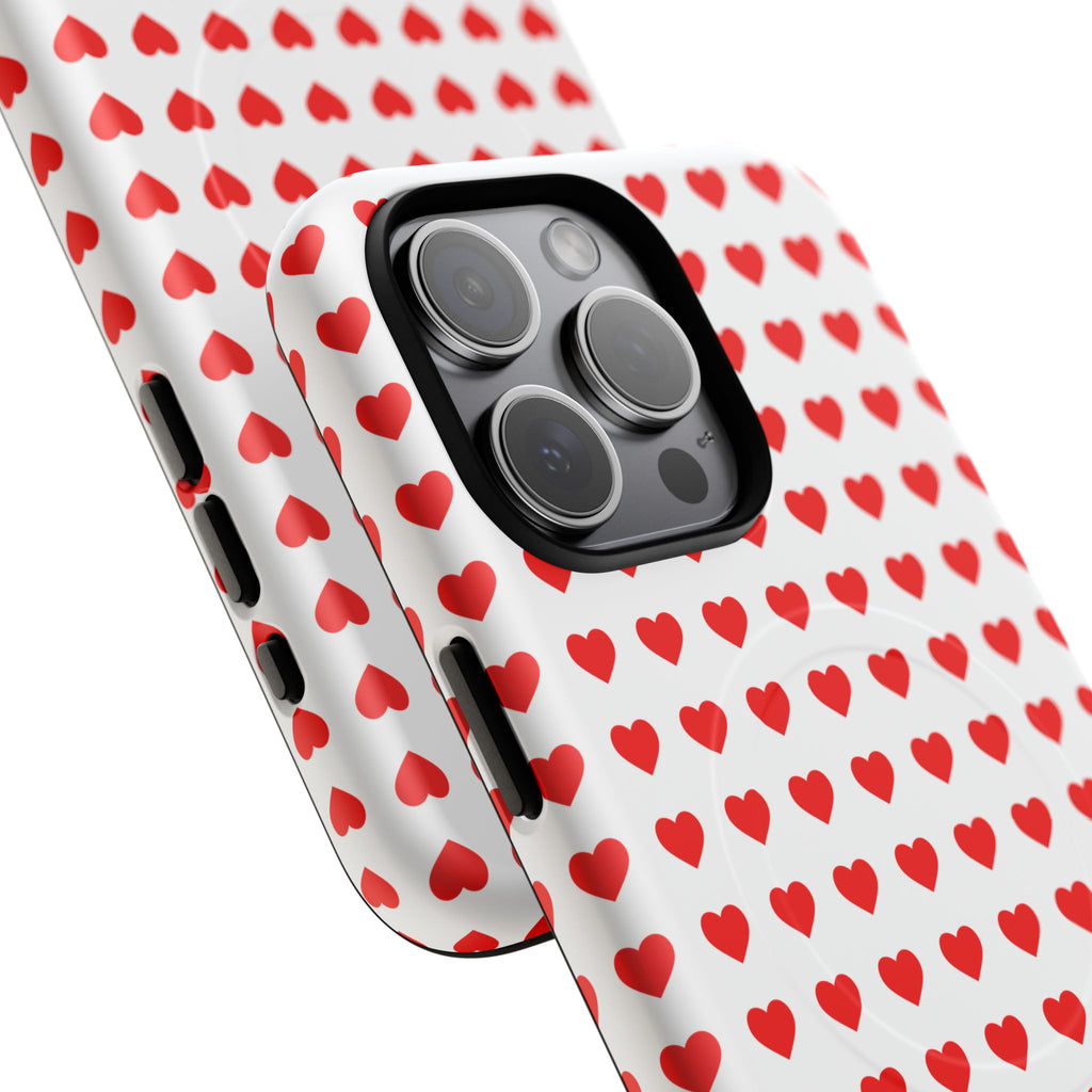 Heart Pattern Phone Case, Tough Magnetic Case, Cute Phone Cover, Valentine Gift, Stylish Accessory