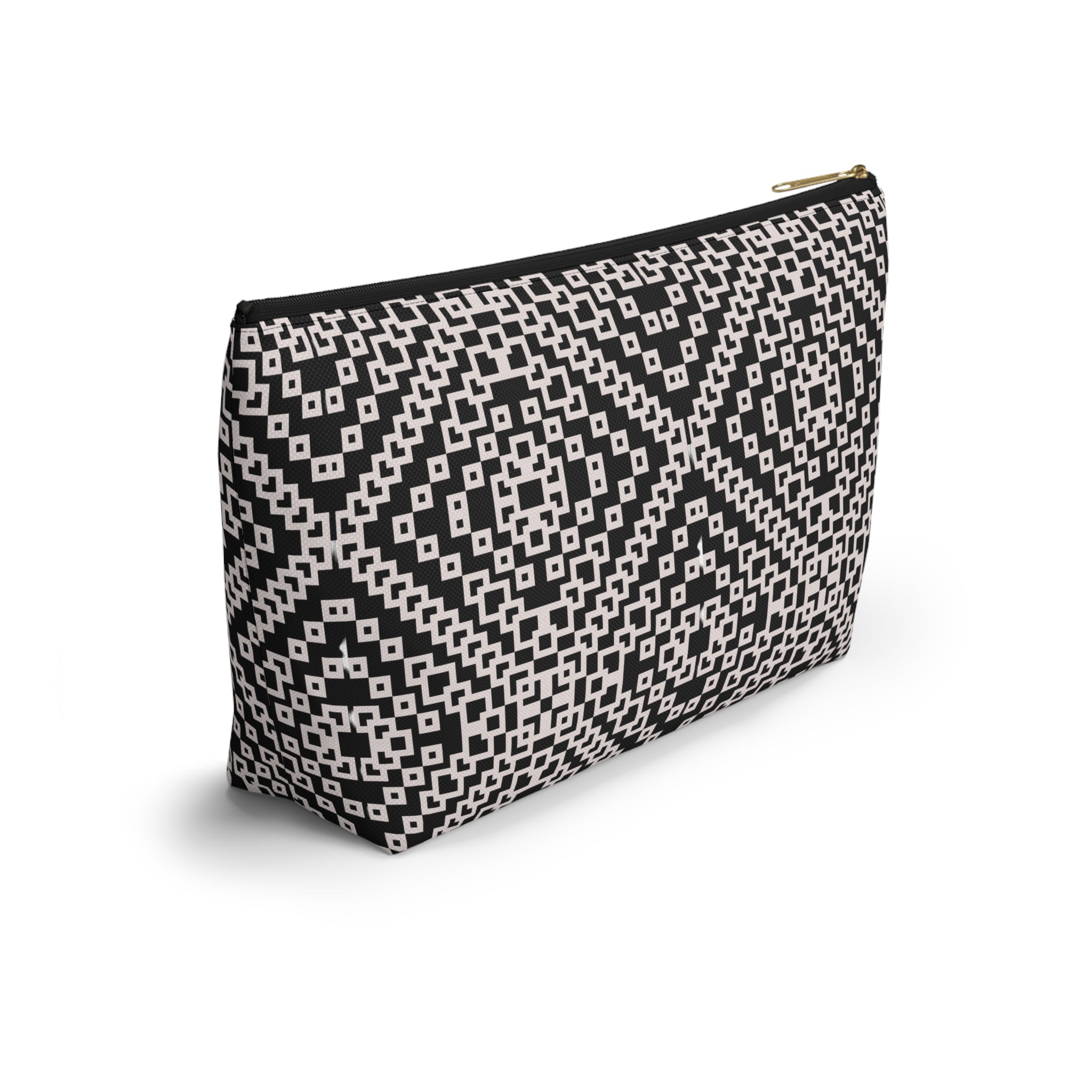 Stylish Geometric Accessory Pouch | Makeup Bag, Travel Organizer, Gift for Her, Chic Storage, Black and White Clutch